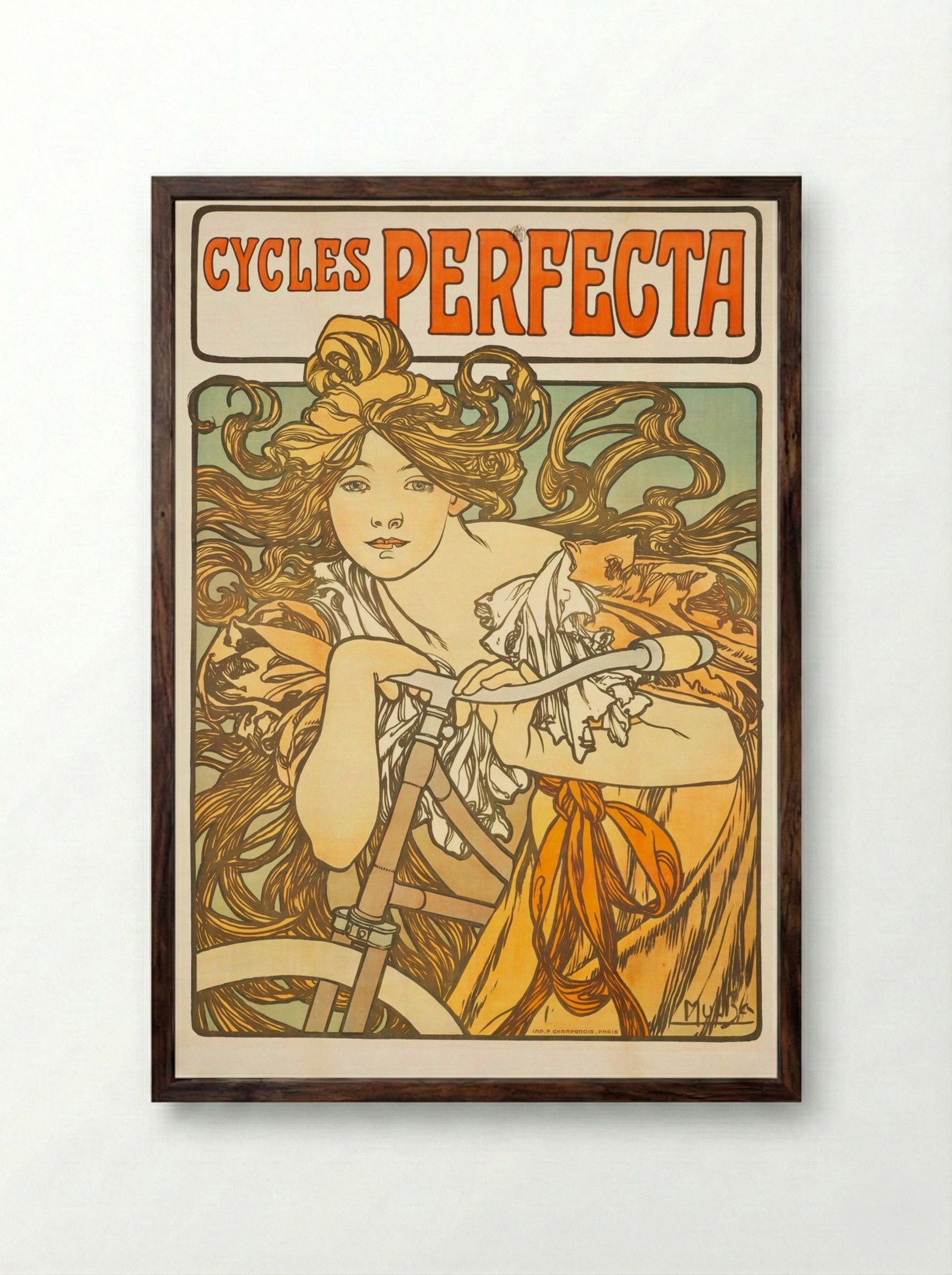 Cycles Perfecta - Alphonse Mucha - Framed Print Dark Wood