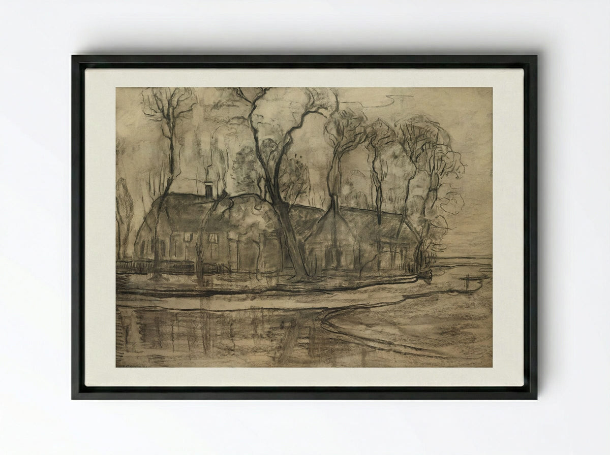 Farm Near Duivendrecht, The Sea - Piet Mondrian - Framed Canvas Black
