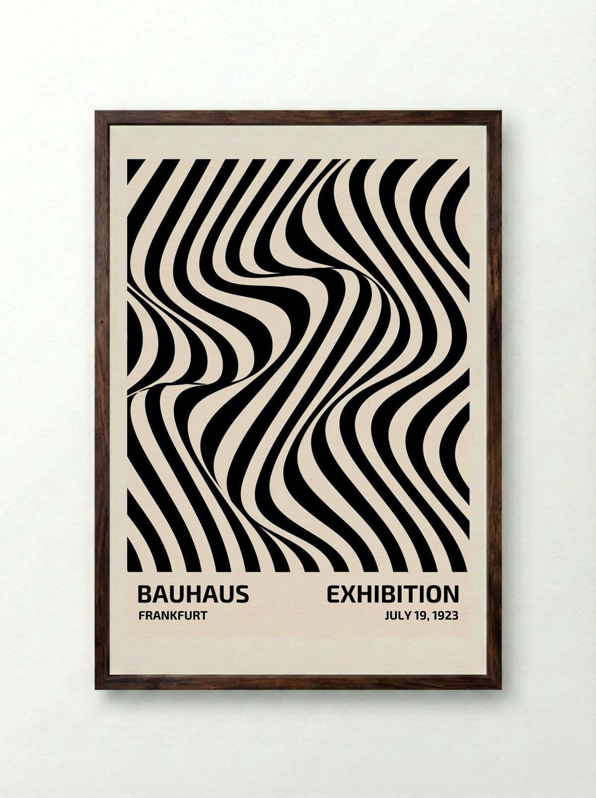 Bauhaus Optical Flow - Frankfurt Exhibition - Framed Print Dark Wood