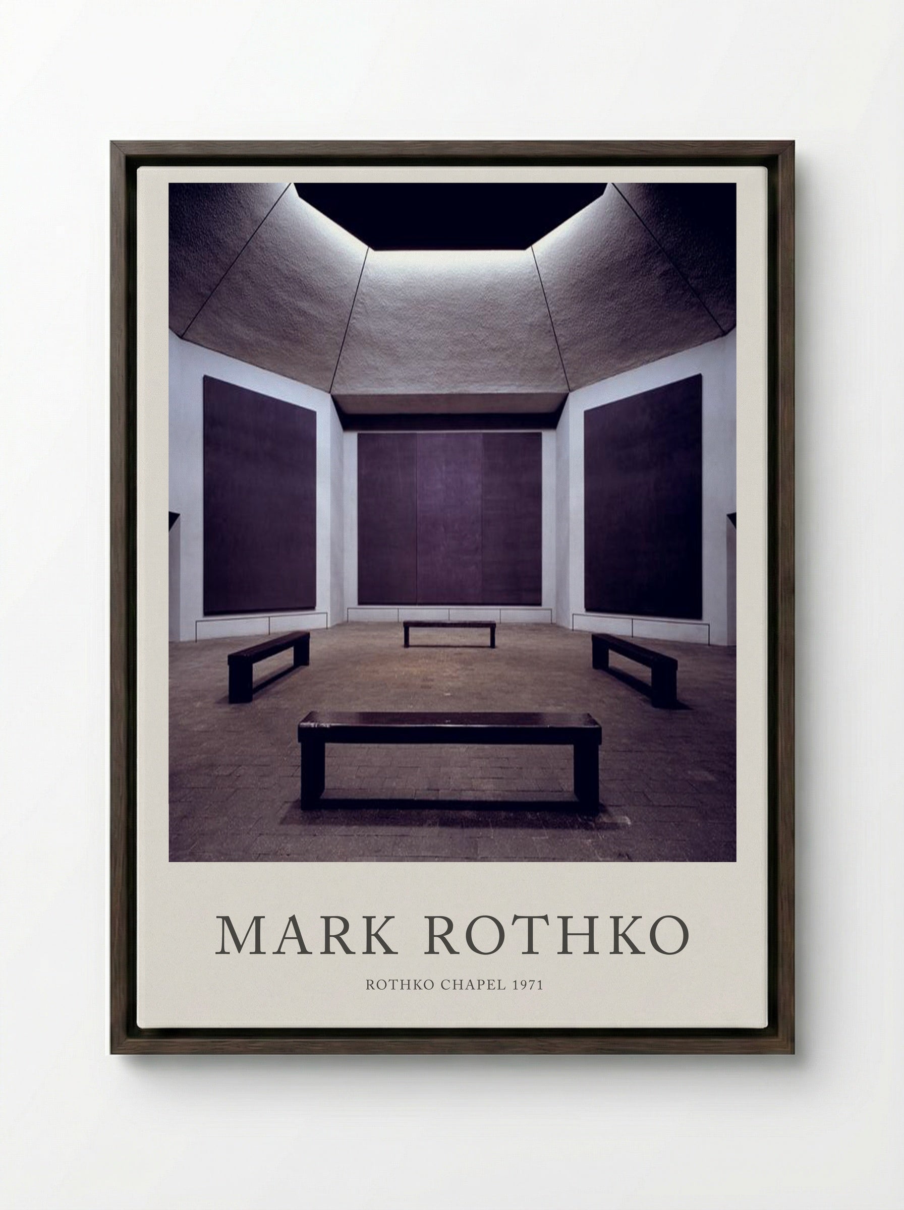 Rothko Chapel Interior - Mark Rothko - Framed Canvas Dark Wood