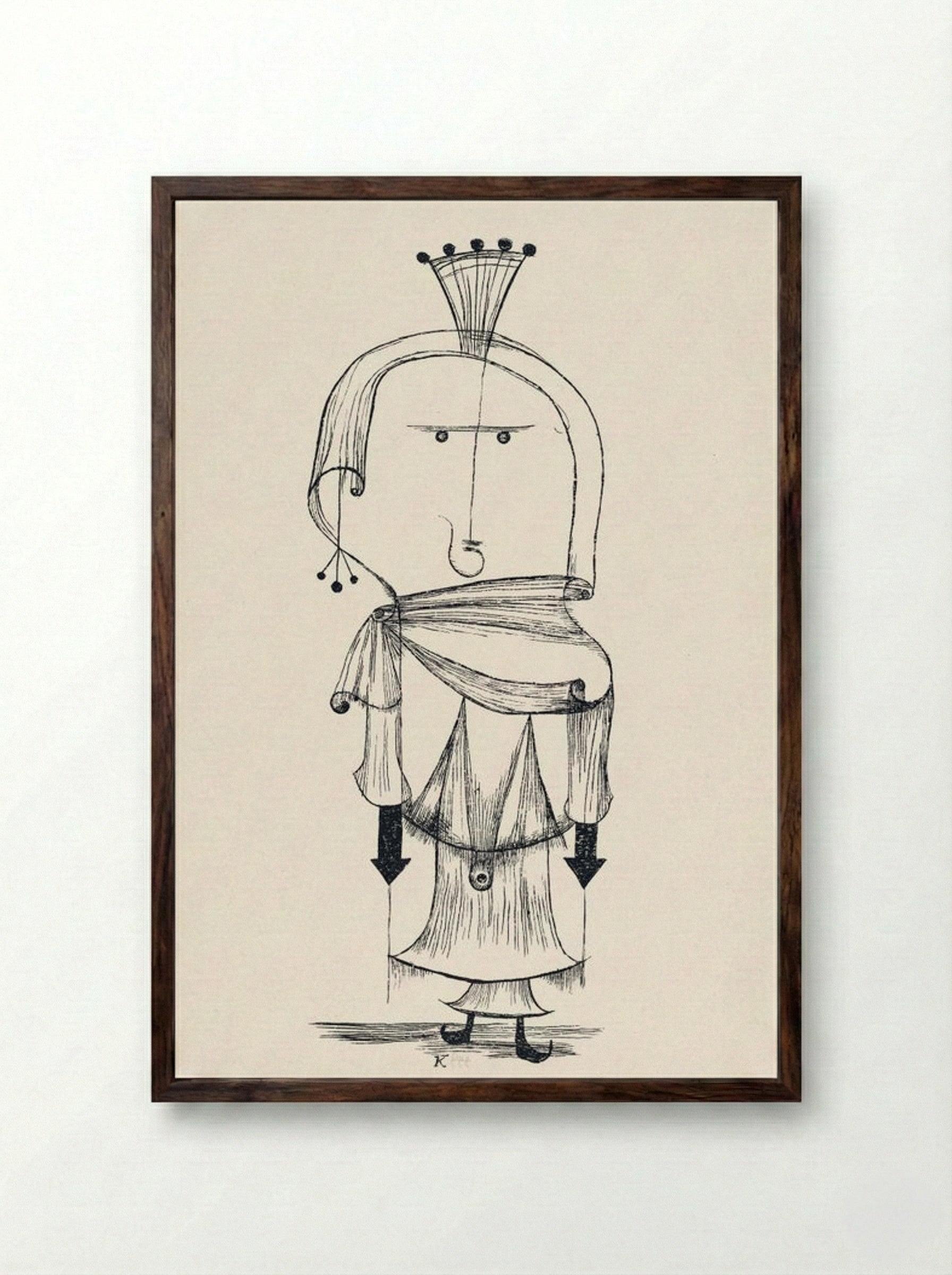 Die Hexe mit dem Kamm (Witch with a Comb) - Paul Klee - Framed Print Dark Wood