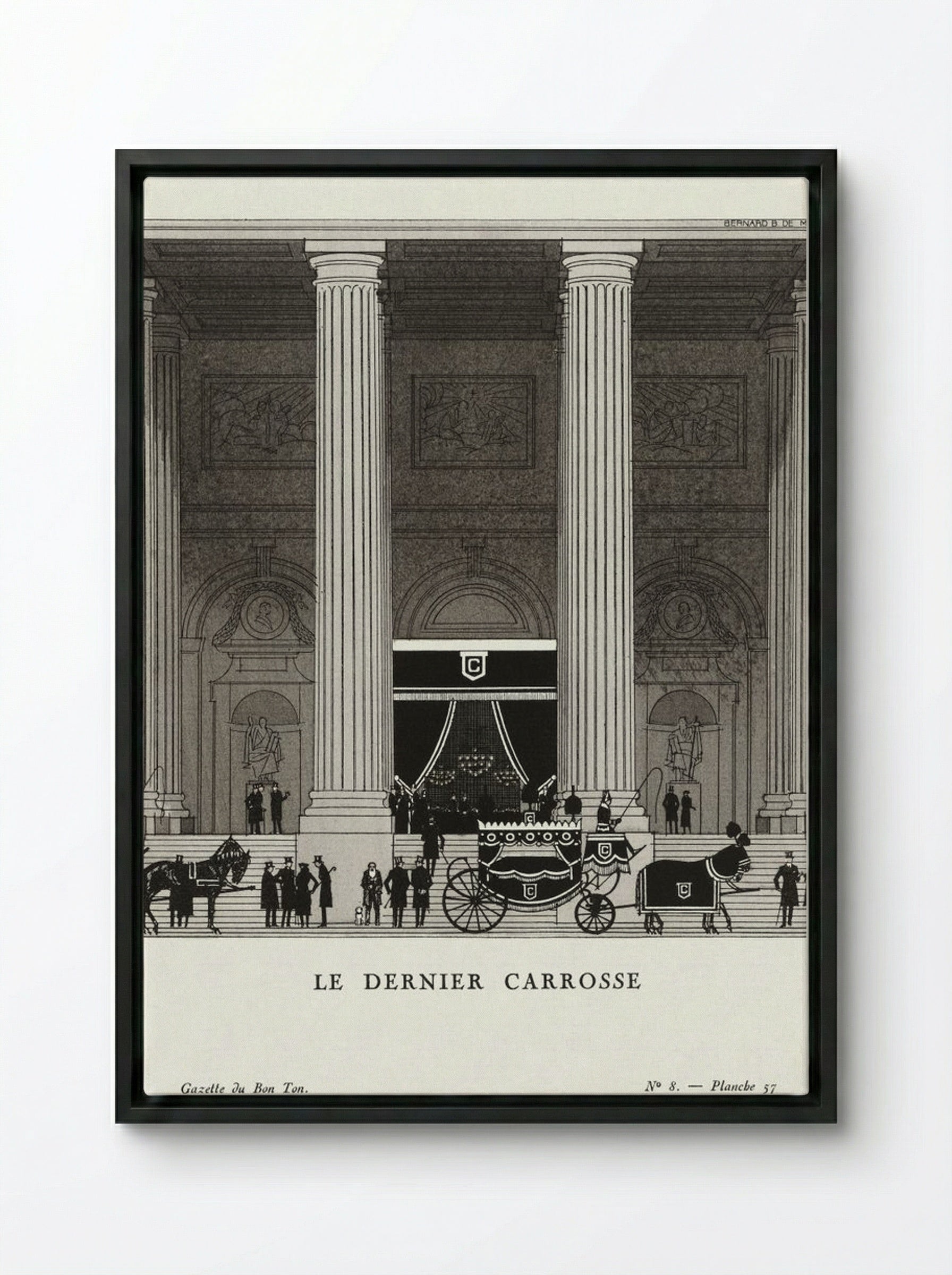 Le Dernier Carrosse - Bernard Boutet de Monvel - Framed Canvas Black