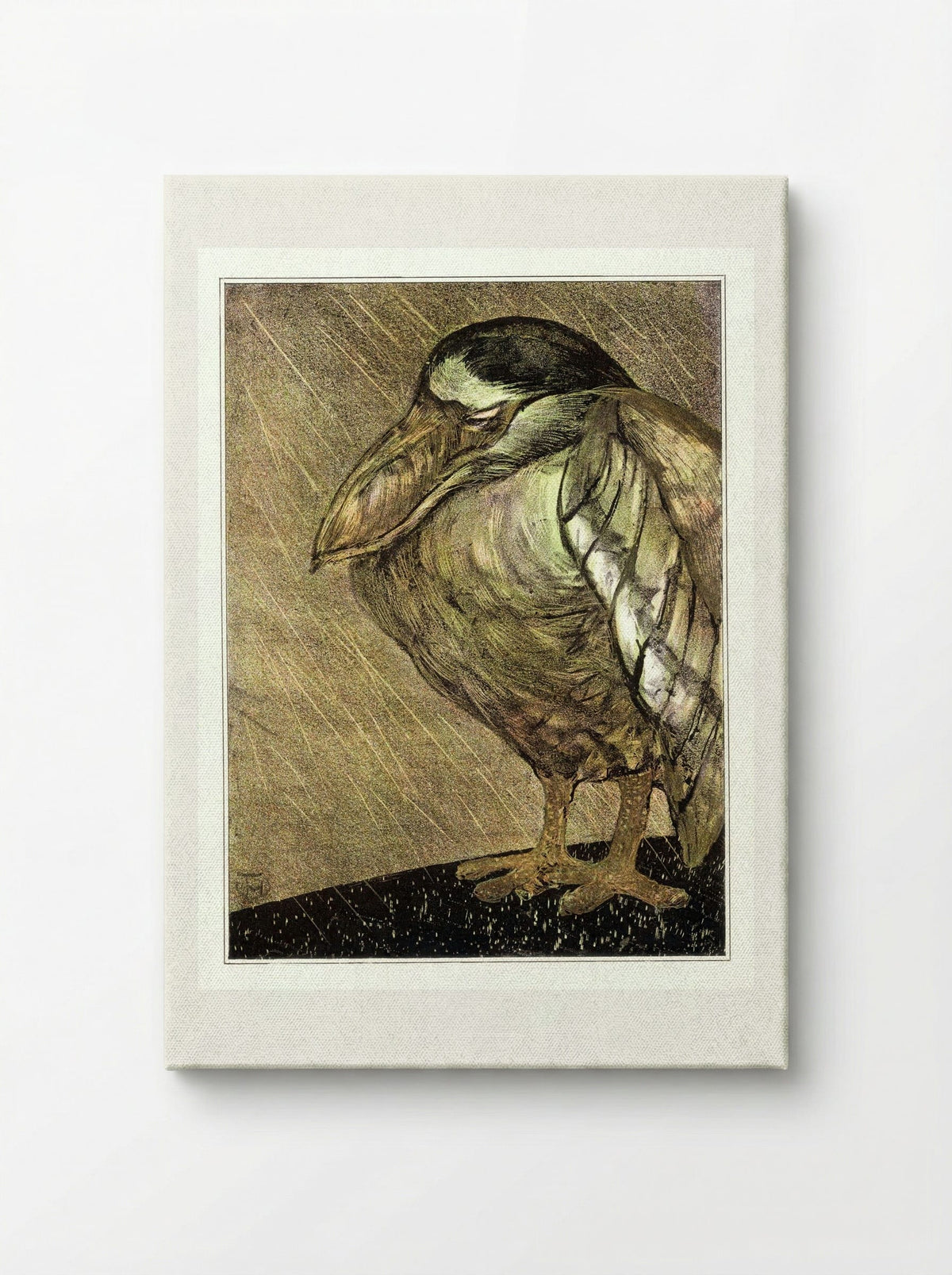 Schuitbekreiger in de regen (Night Heron in the Rain) - Theodorus van Hoytema - Canvas