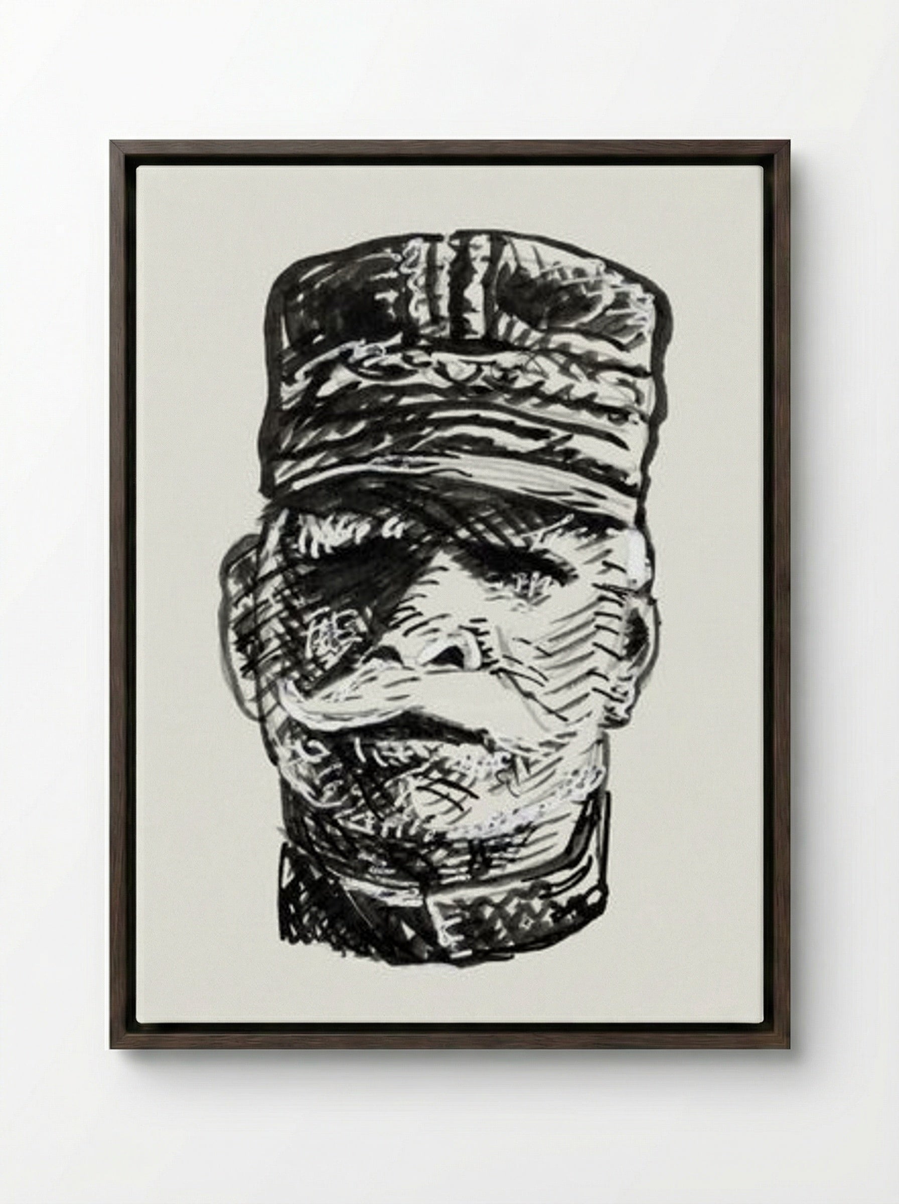 Portrait of General Joseph Jacques Césaire Joffre - Leo Gestel - Framed Canvas Dark Wood