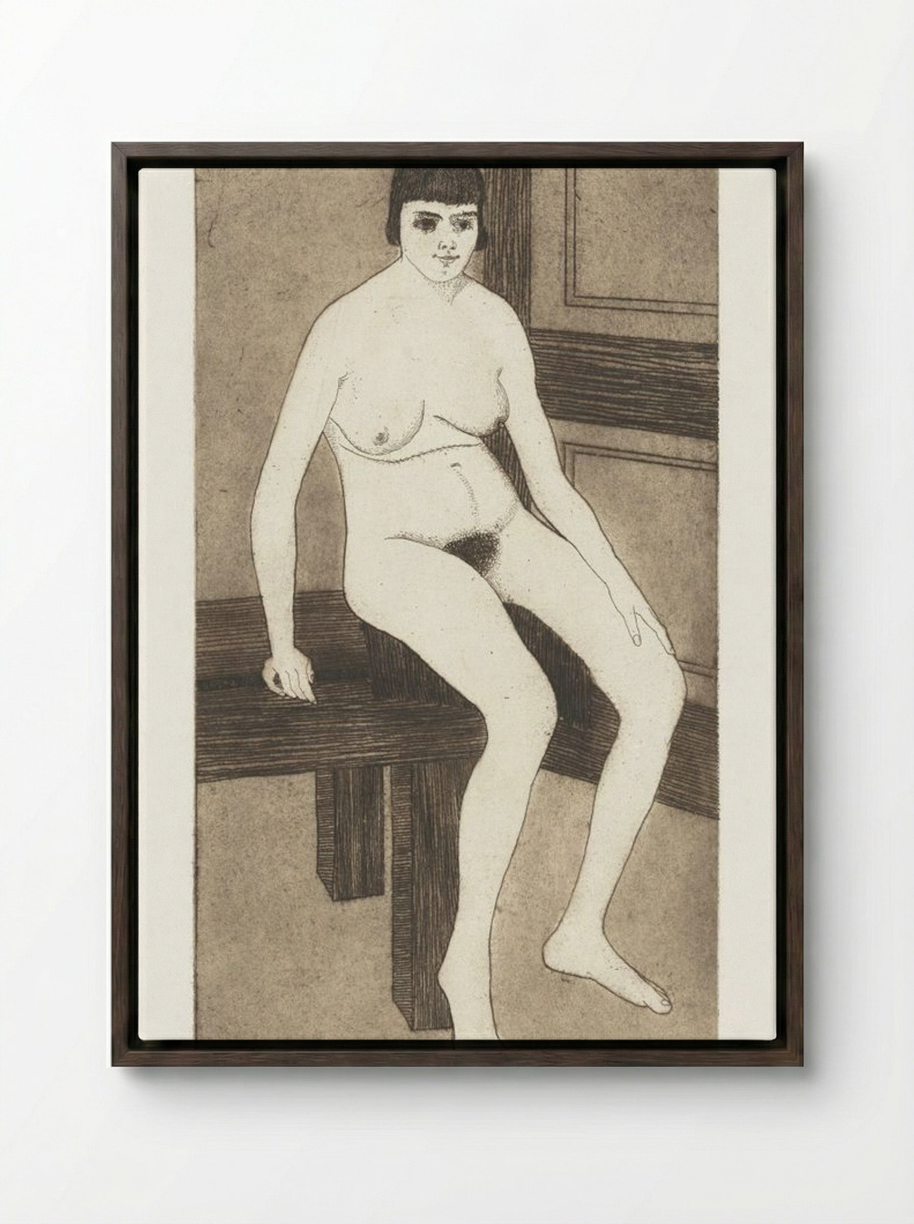 Seated Nude (Zittend naakt) - Samuel Jessurun de Mesquita - Framed Canvas Dark Wood