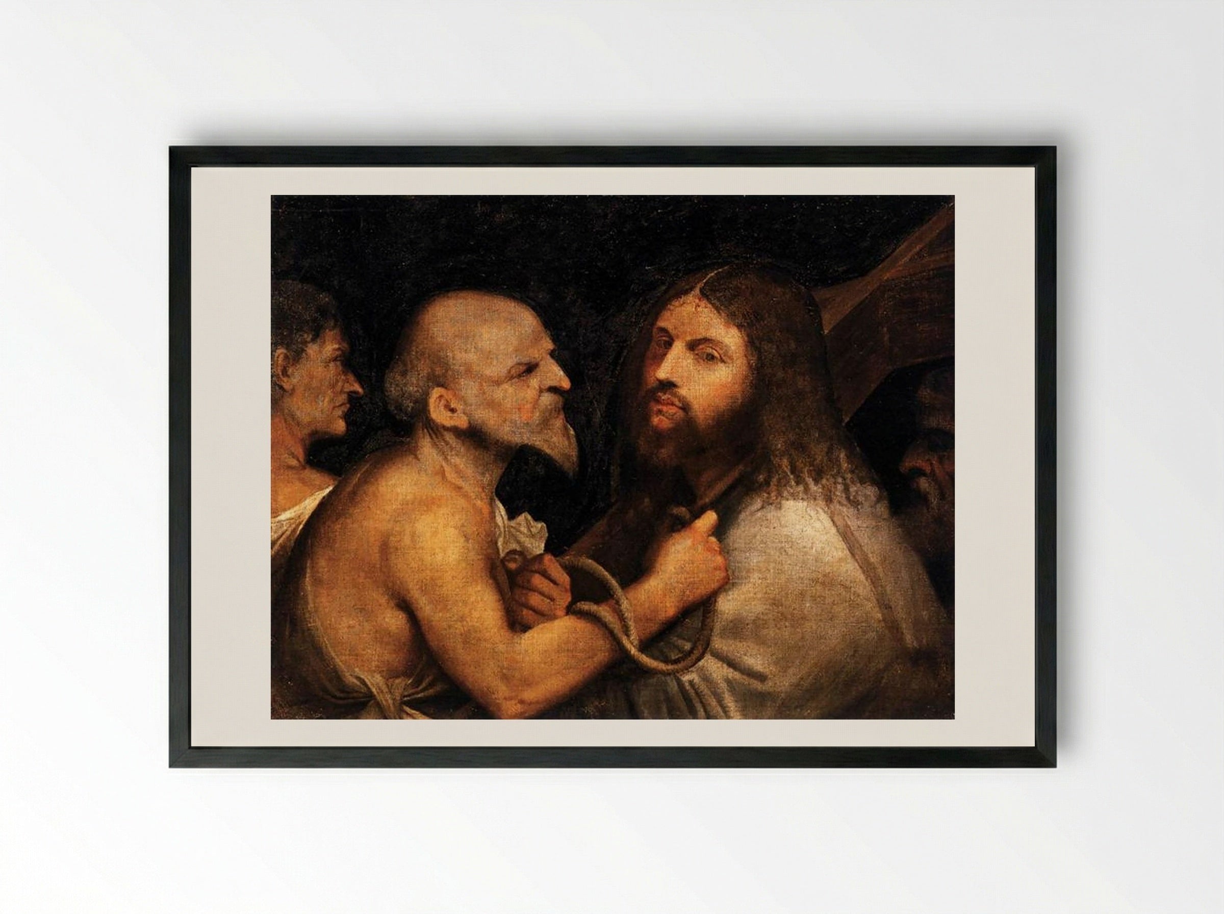 Christ Carrying the Cross - Titian - Framed Print Black