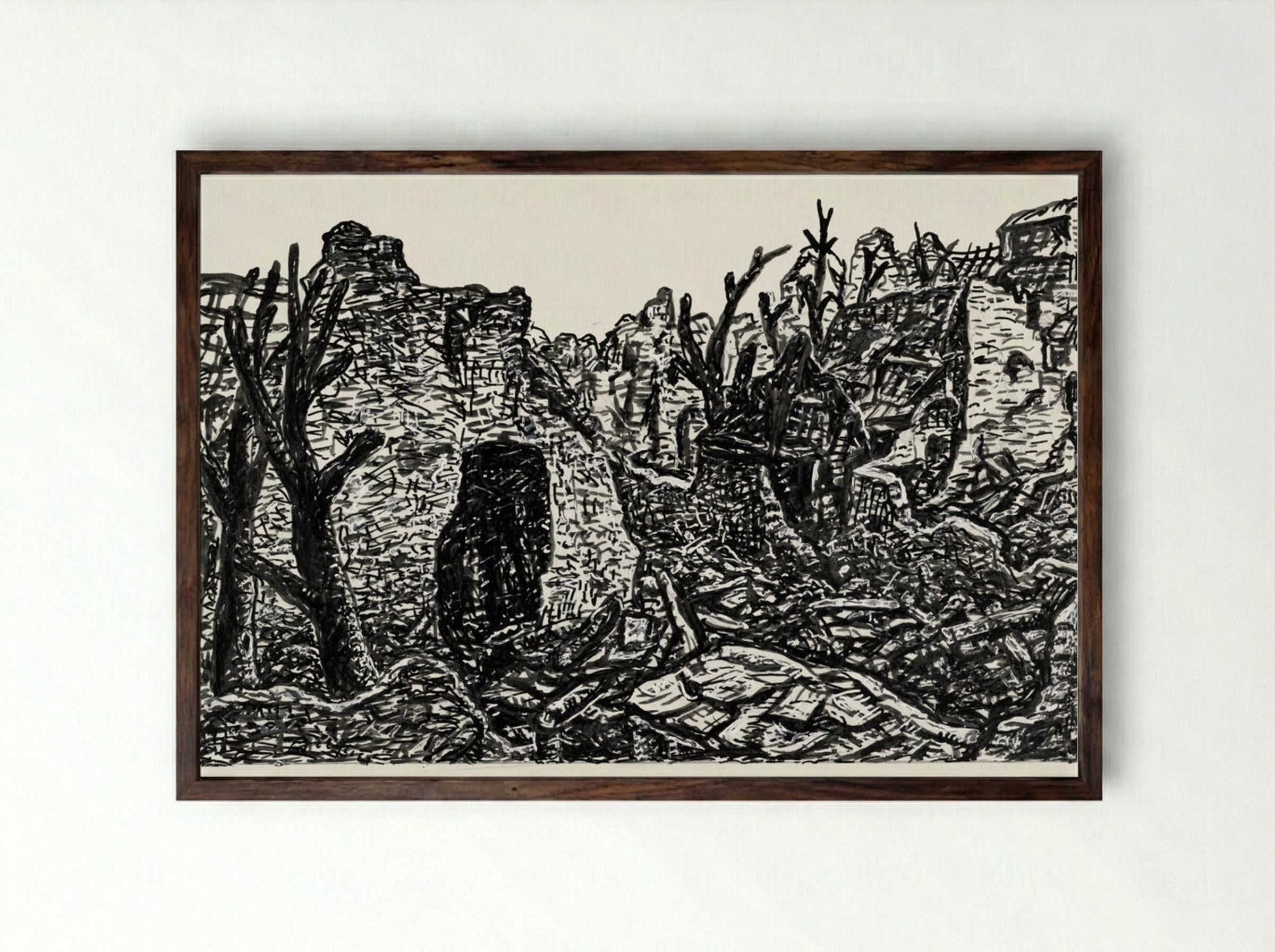 Devastation of the Second World War - Leo Gestel - Framed Print Dark Wood