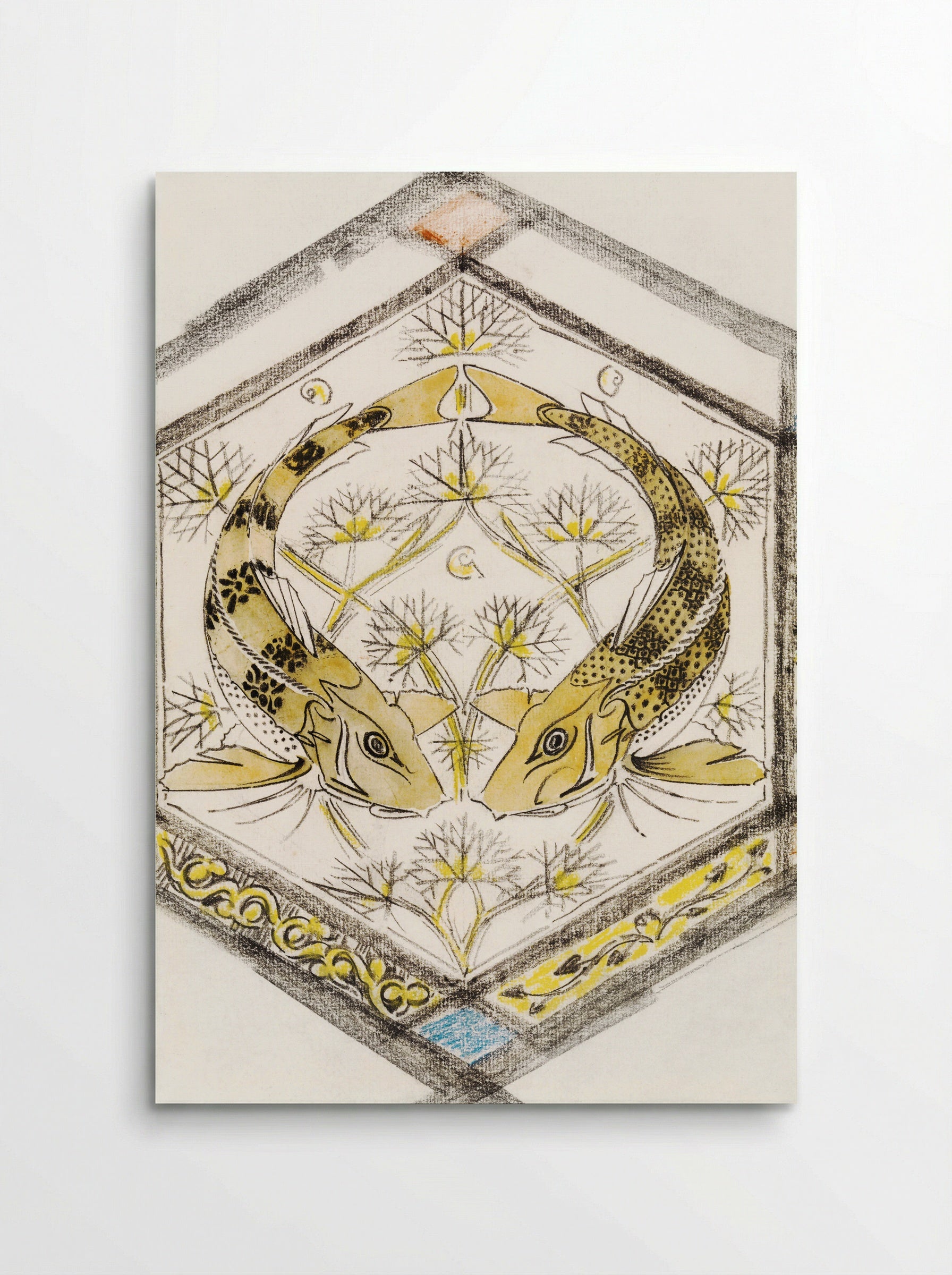 Decorative Design with Two Fish in a Hexagon - Gerrit Willem Dijsselhof - Poster