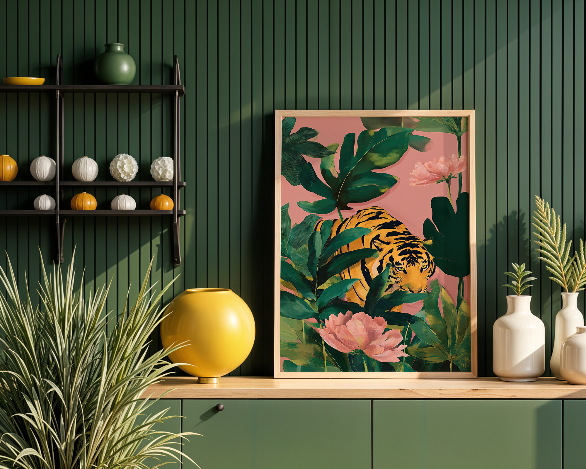 golden-jungle-tiger-botanical-art-print mockup