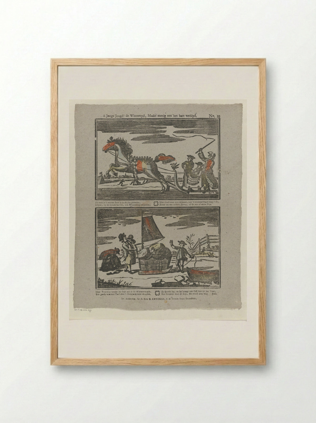 Ô jonge jeugd! de wintertyd, maakt menig een' het hart verblyd - Jacobus Wendel - Framed Print Wood