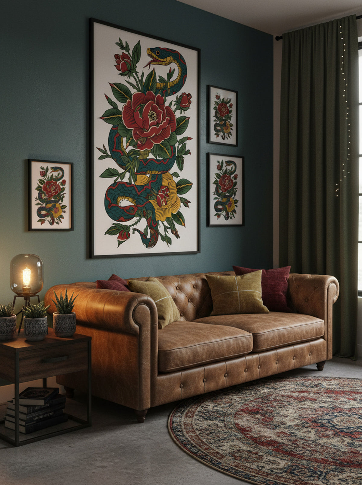Snake and Roses - Neo Traditional Tattoo Art Print - Lifestyle