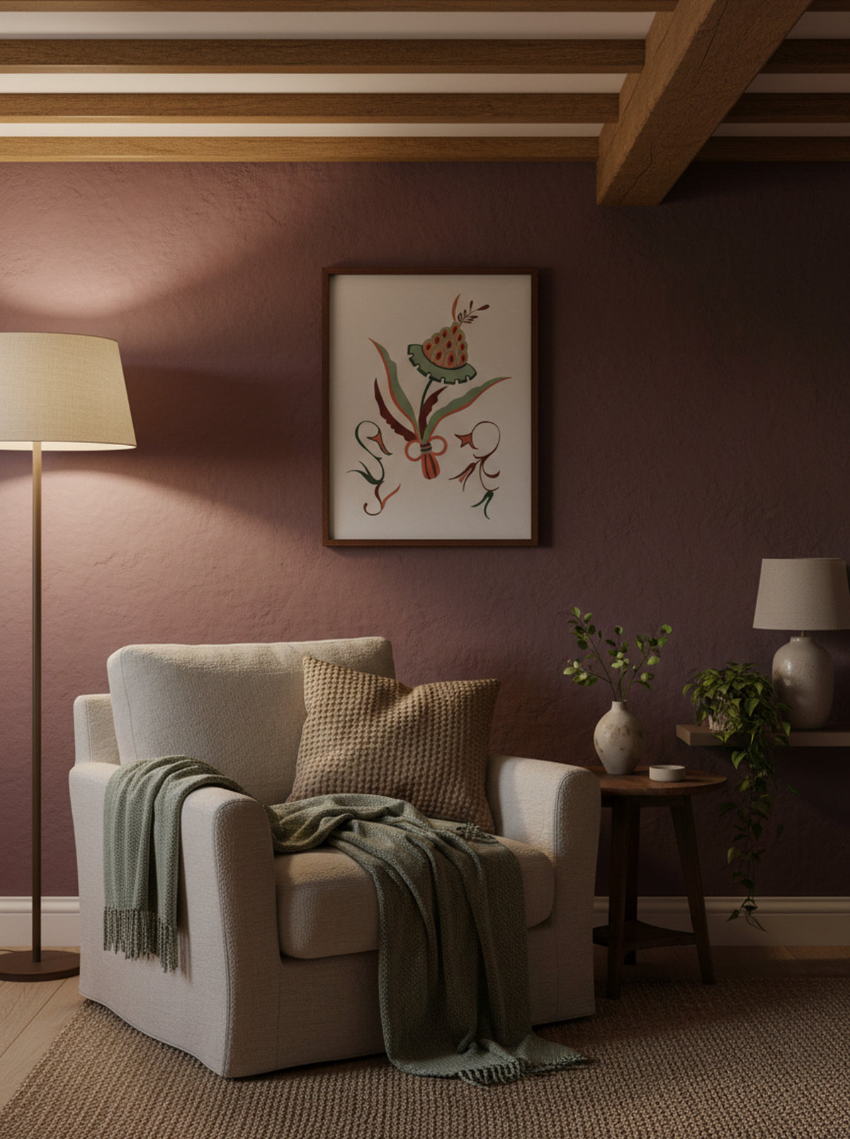 Floral Design with Swans - Fine Art Print - Lifestyle
