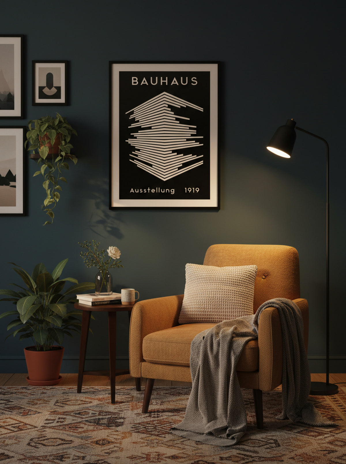 Bauhaus Architectural Lines on Black - Lifestyle