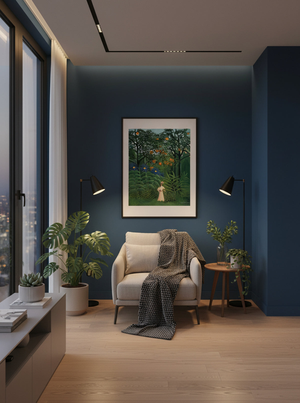 Woman Walking in an Exotic Forest by Henri Rousseau – Naïve Art Jungle Scene Print - Lifestyle