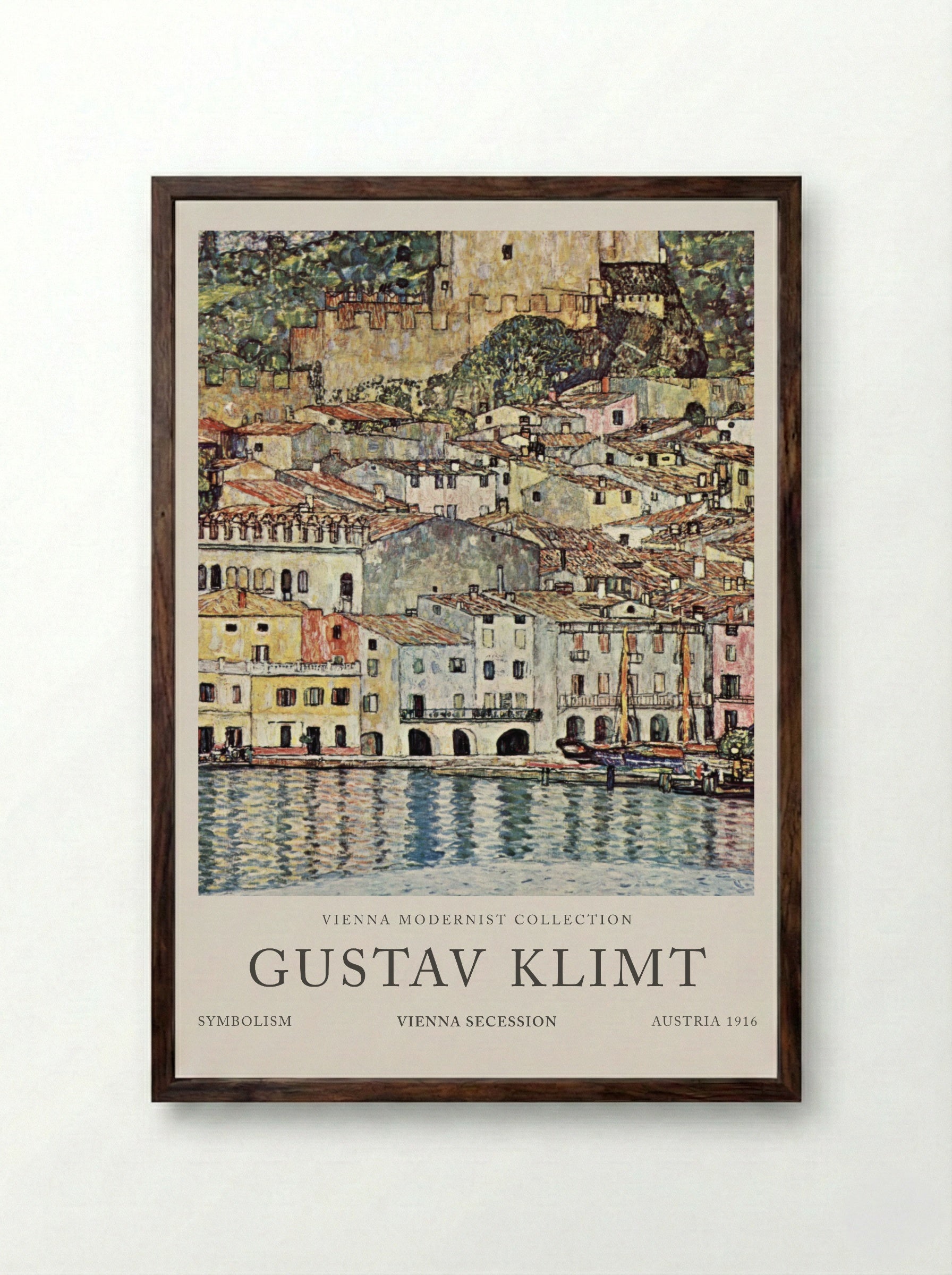 Malcesine am Gardasee - Gustav Klimt - Framed Print Dark Wood