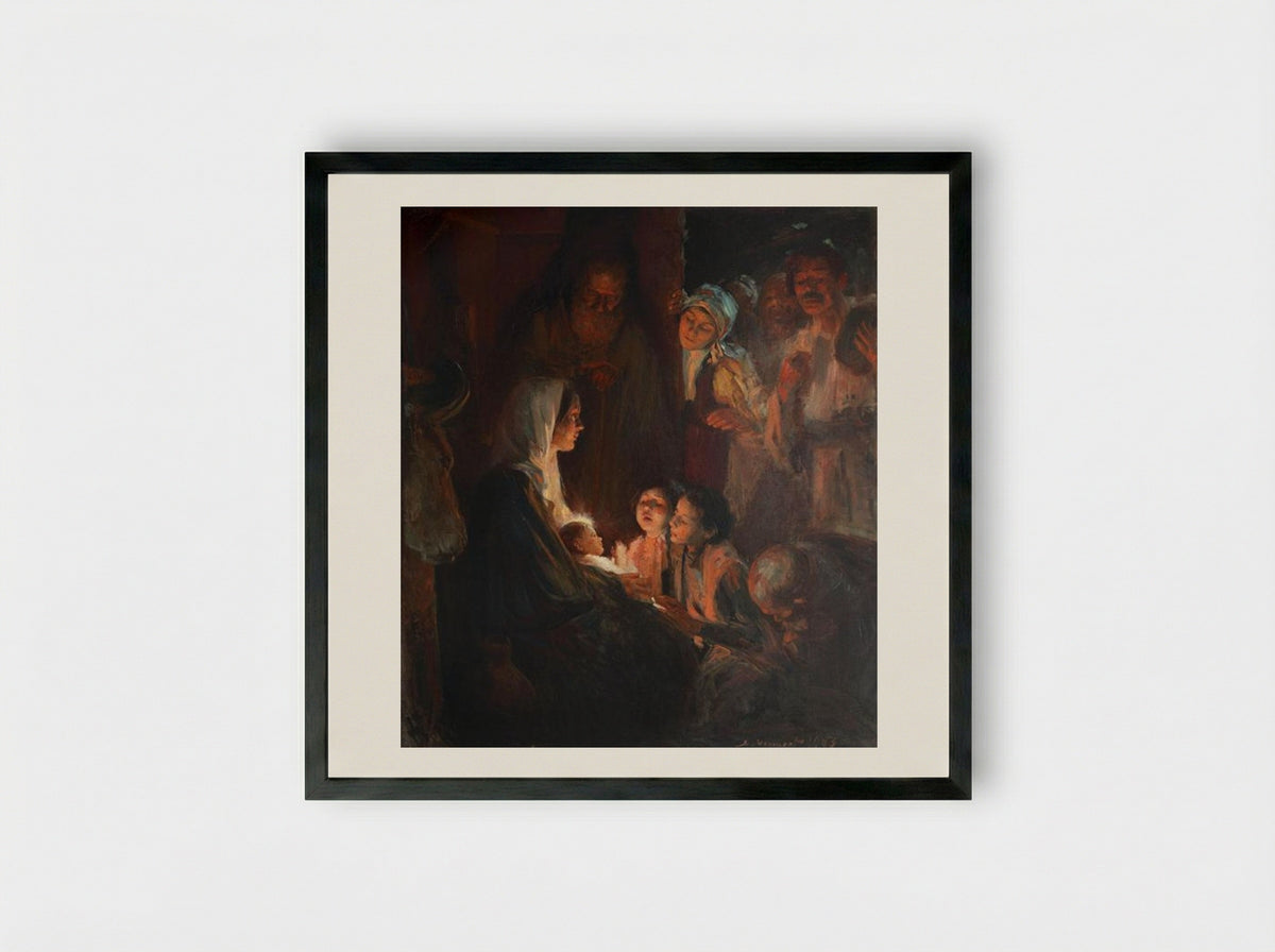 Închinarea păstorilor - Nicolae Vermont - Framed Print Black