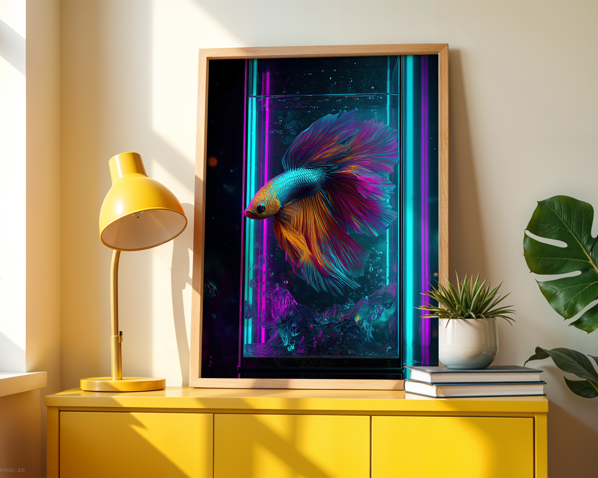 neon-betta-no2-electric-blue-betta-in-chromatic-tank mockup