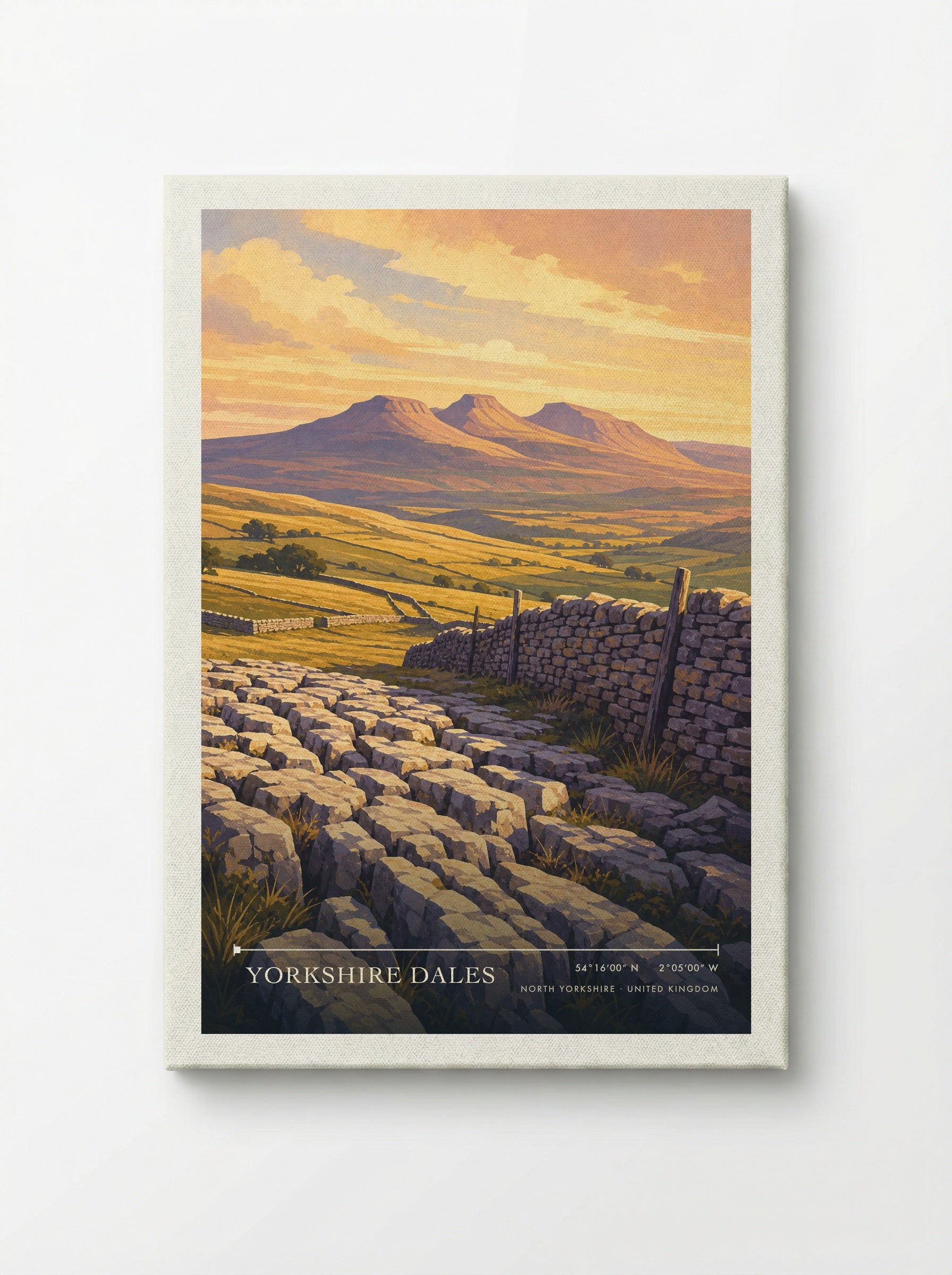 Yorkshire Dales North Yorkshire United Kingdom Travel Poster - Canvas