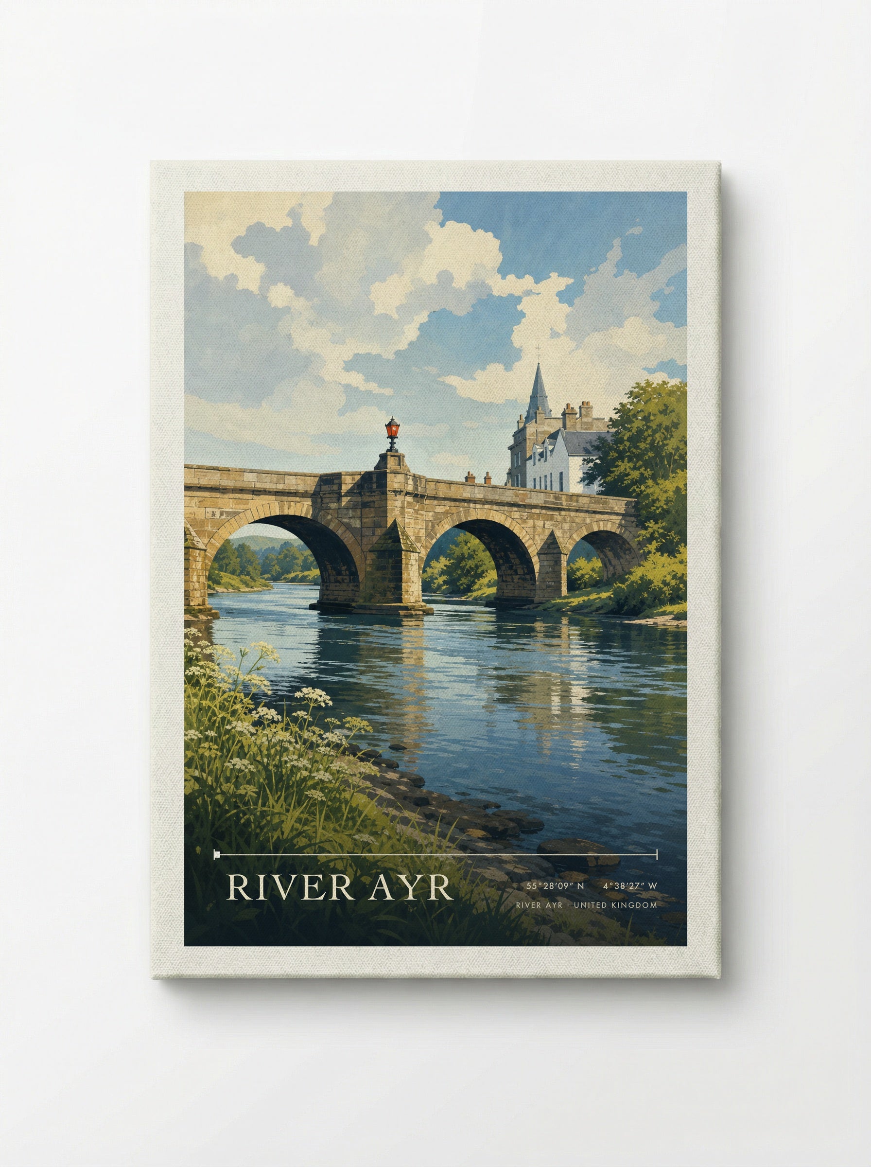 River Ayr United Kingdom Travel Poster - Canvas
