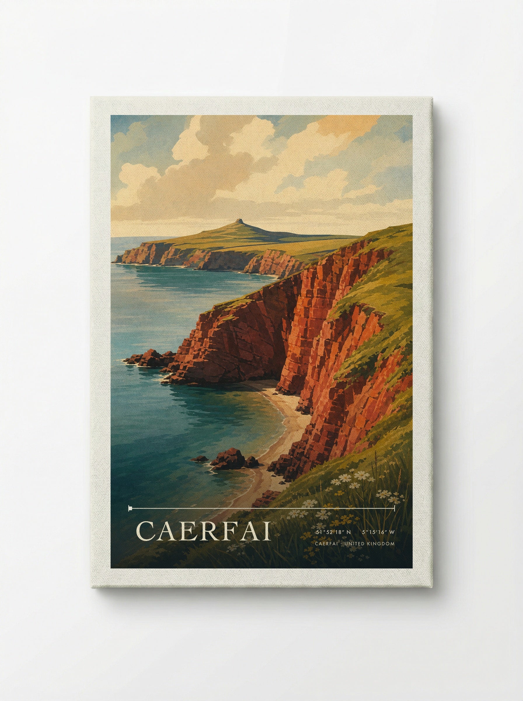 Caerfai United Kingdom Travel Poster - Canvas