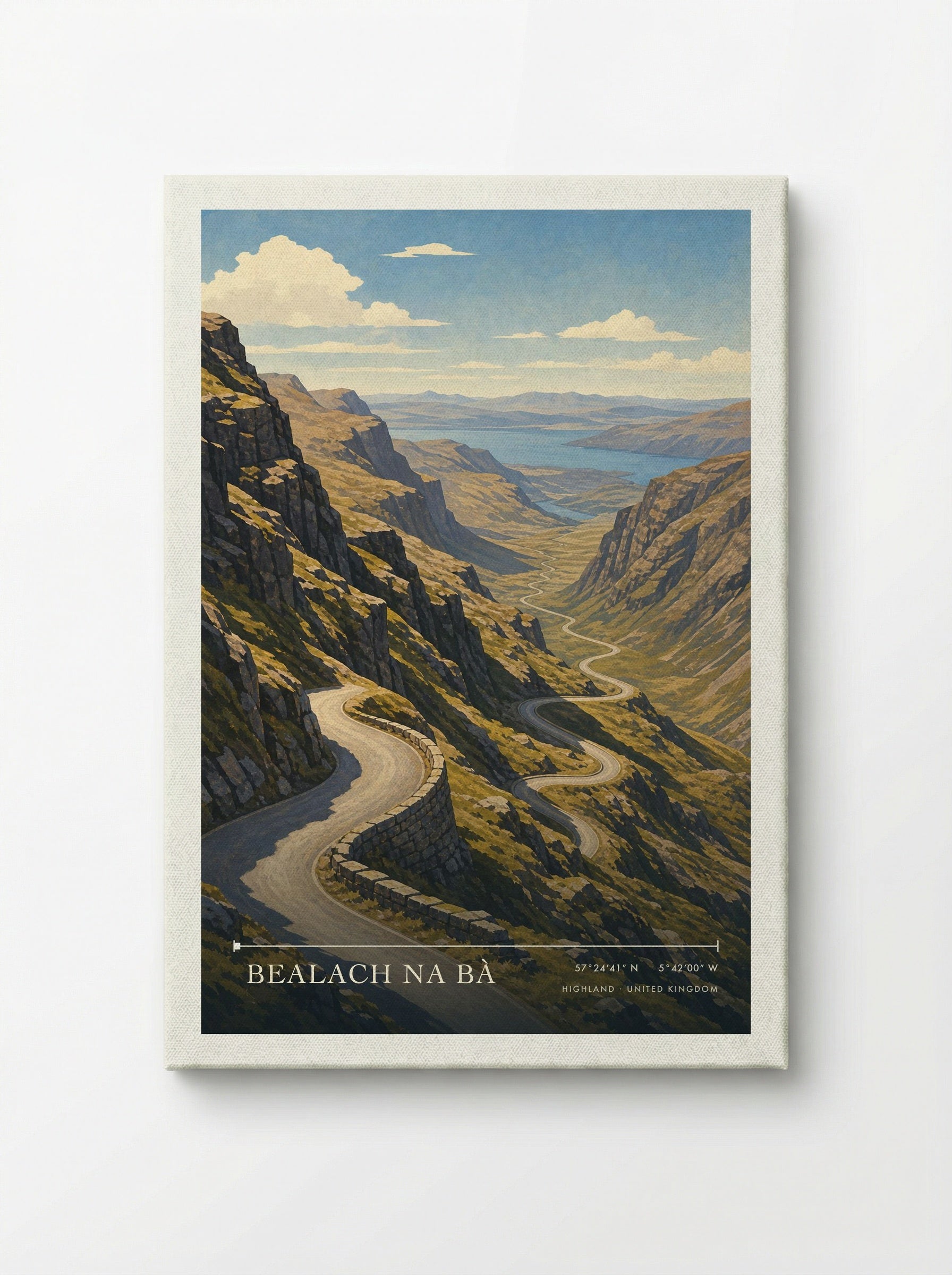 Bealach na Bà Highland United Kingdom Travel Poster - Canvas