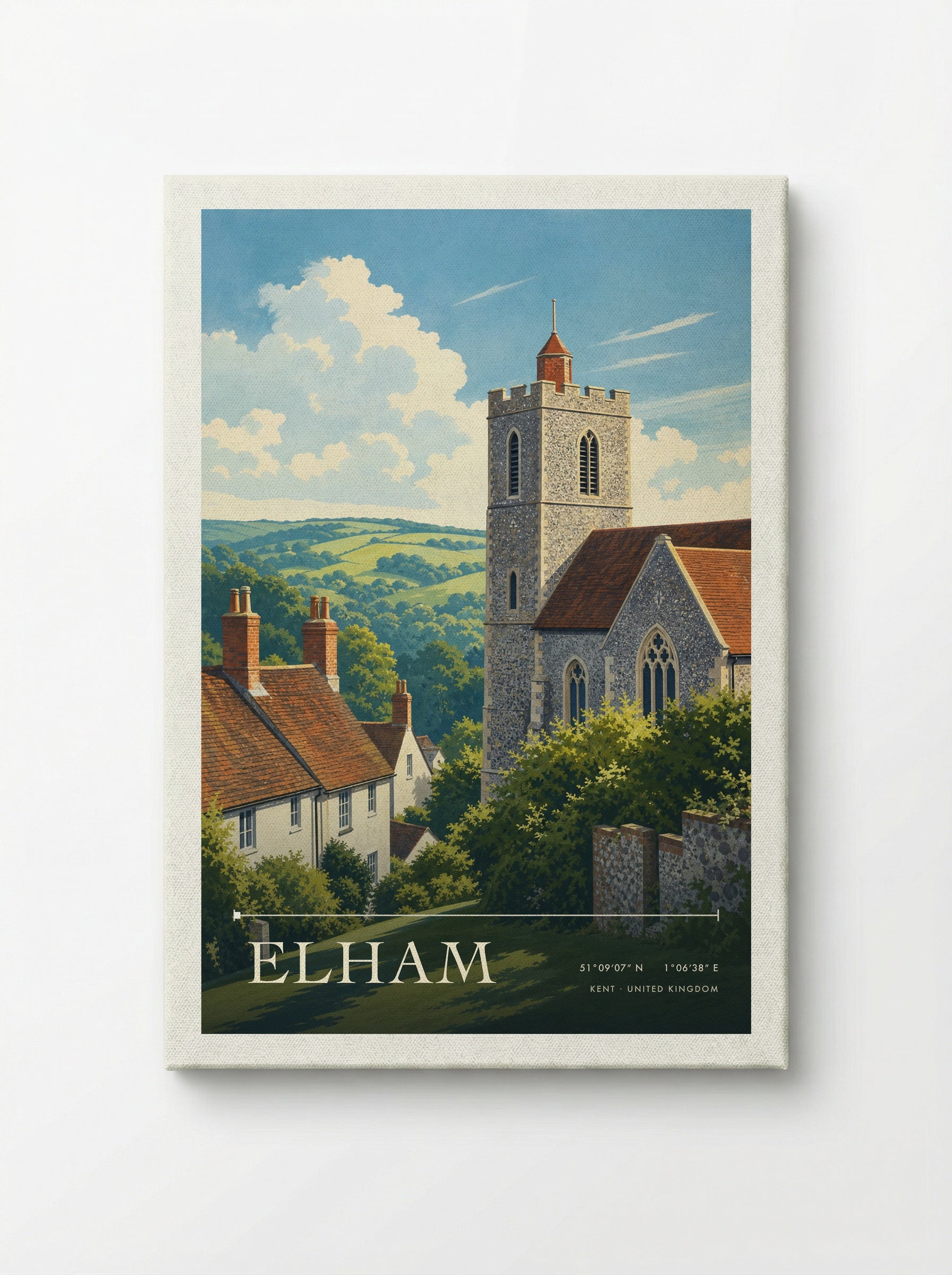 Elham Kent United Kingdom Travel Poster - Canvas