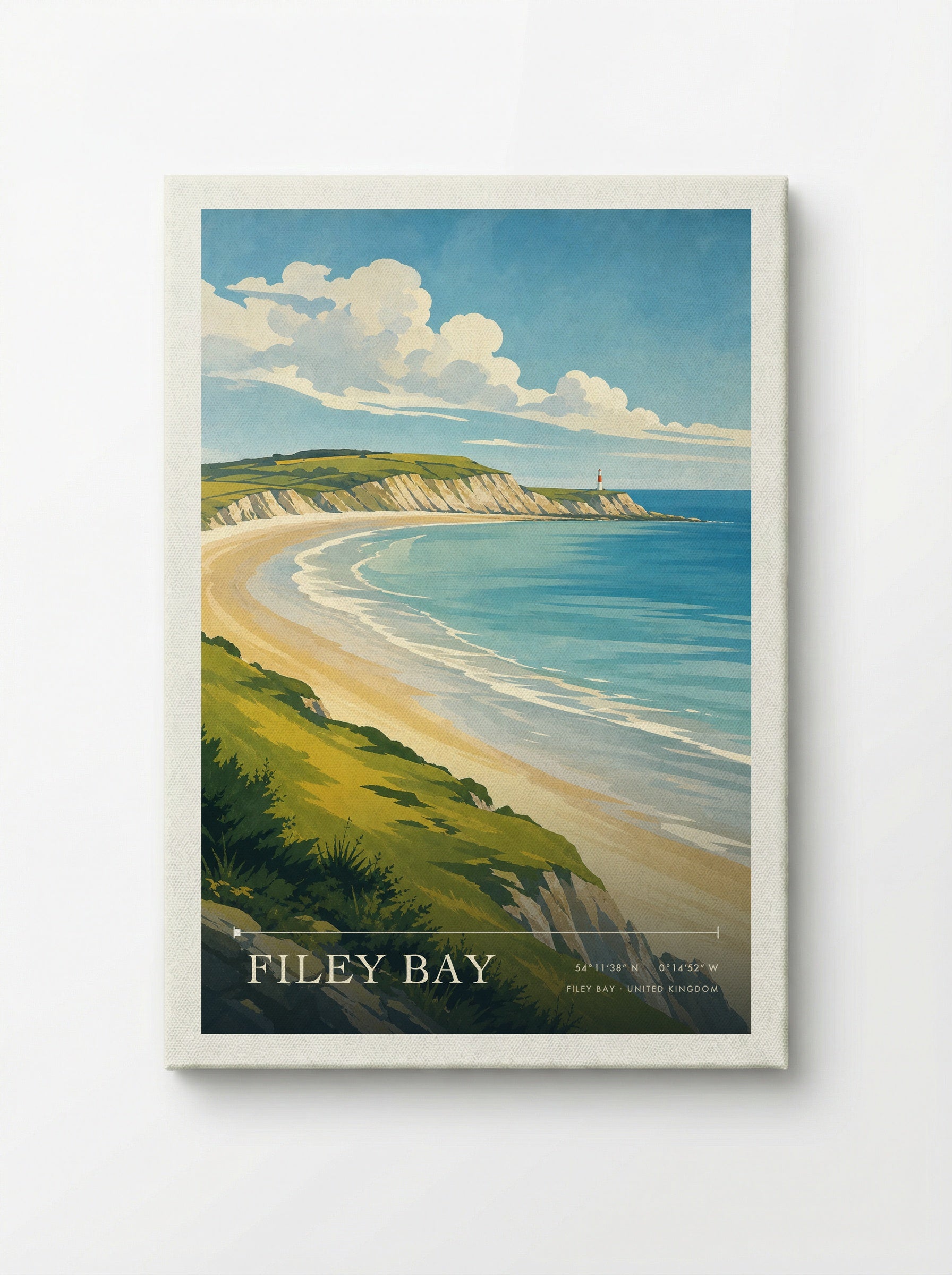 Filey Bay United Kingdom Travel Poster - Canvas