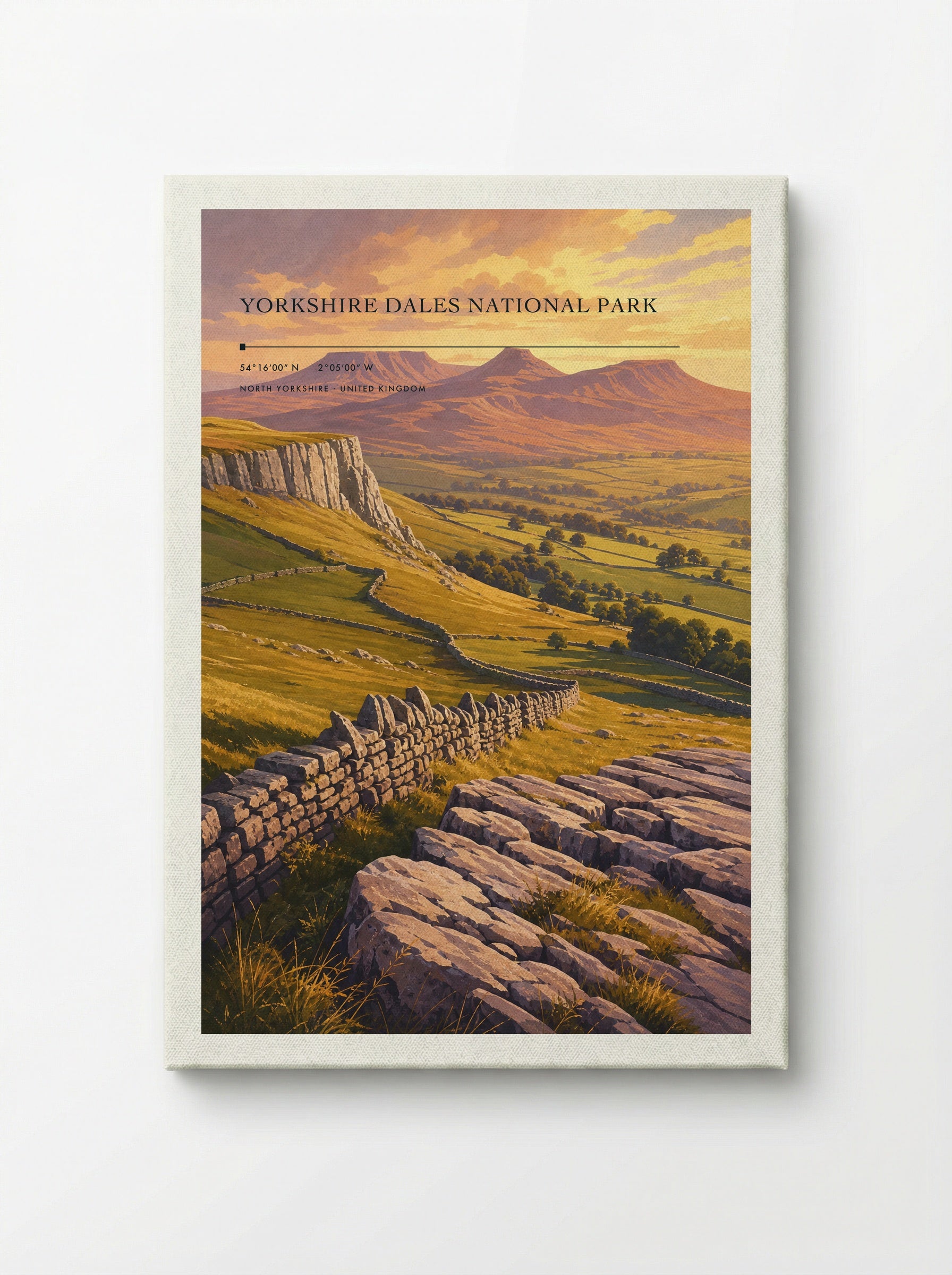 Yorkshire Dales National Park North Yorkshire United Kingdom Travel Poster - Canvas