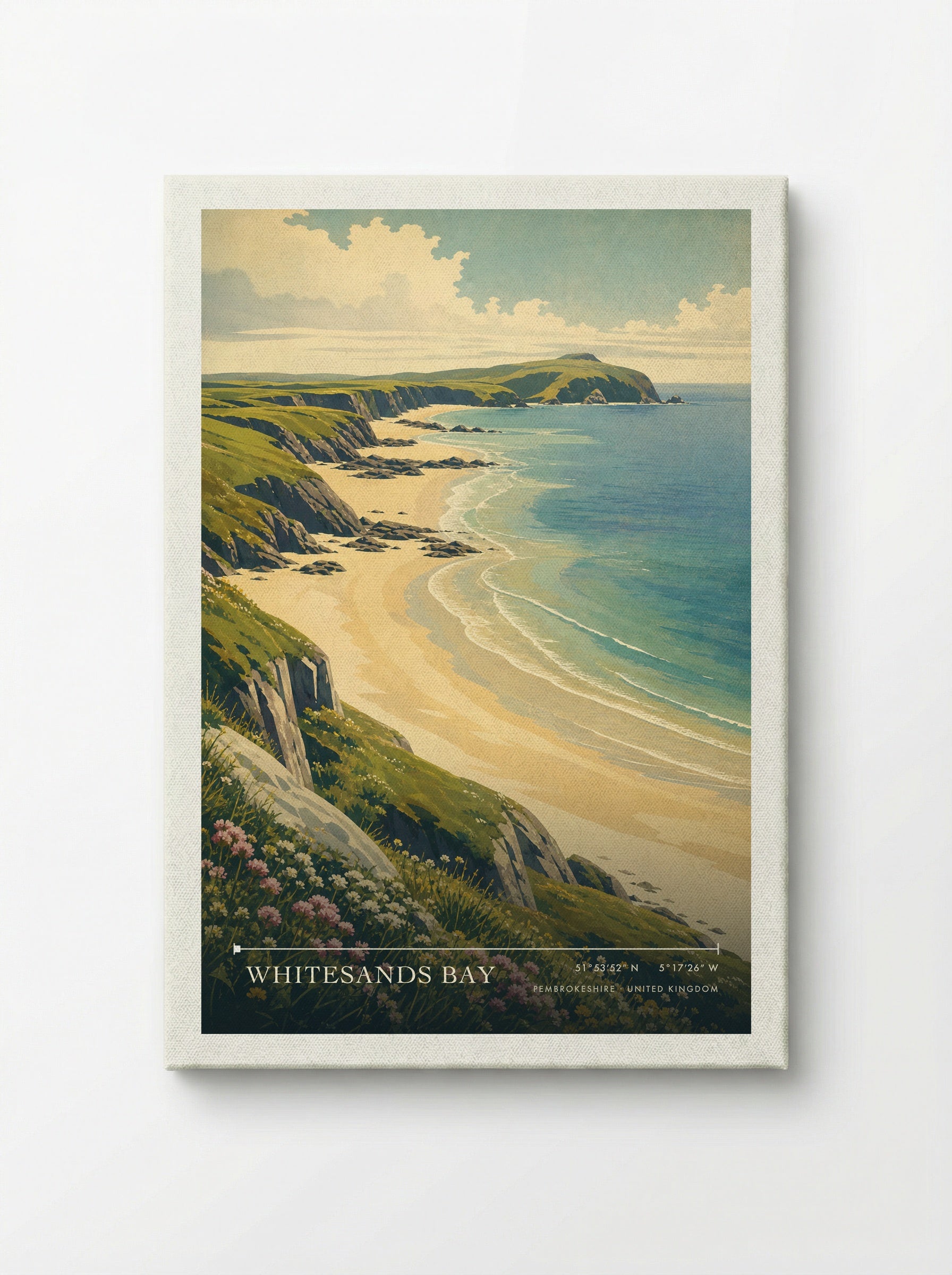 Whitesands Bay Pembrokeshire United Kingdom Travel Poster - Canvas