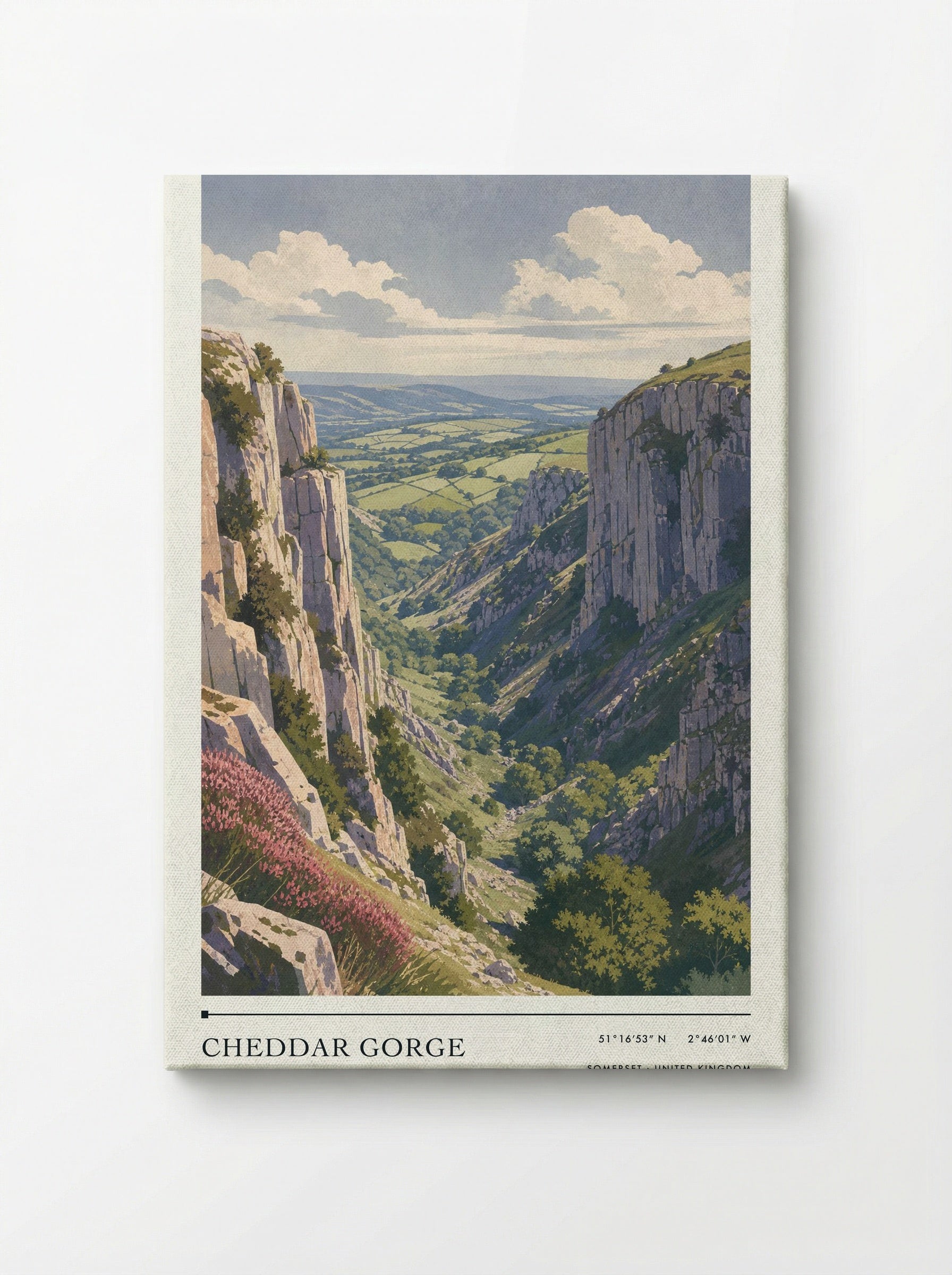 Cheddar Gorge Somerset United Kingdom Travel Poster - Canvas