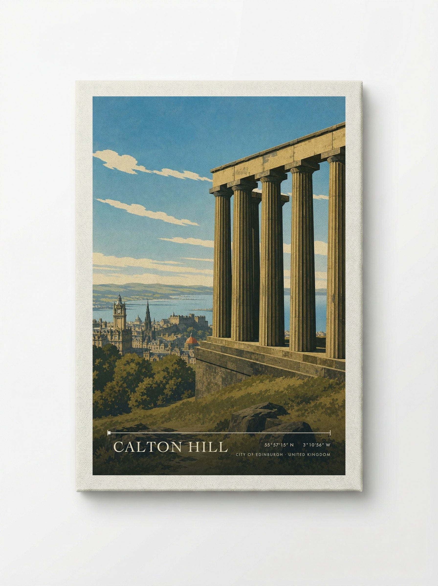 Calton Hill City of Edinburgh United Kingdom Travel Poster - Canvas
