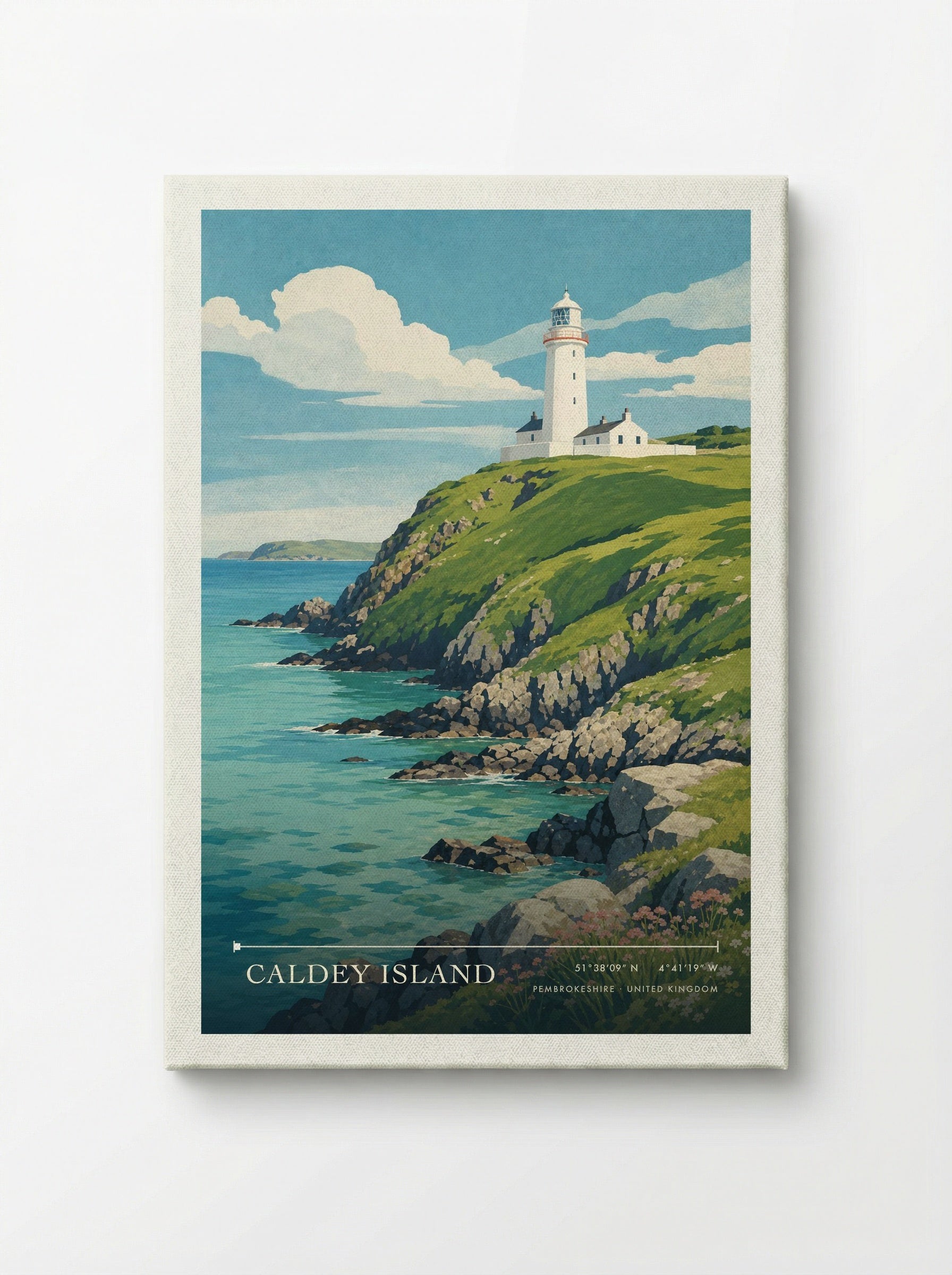 Caldey Island Pembrokeshire United Kingdom Travel Poster - Canvas