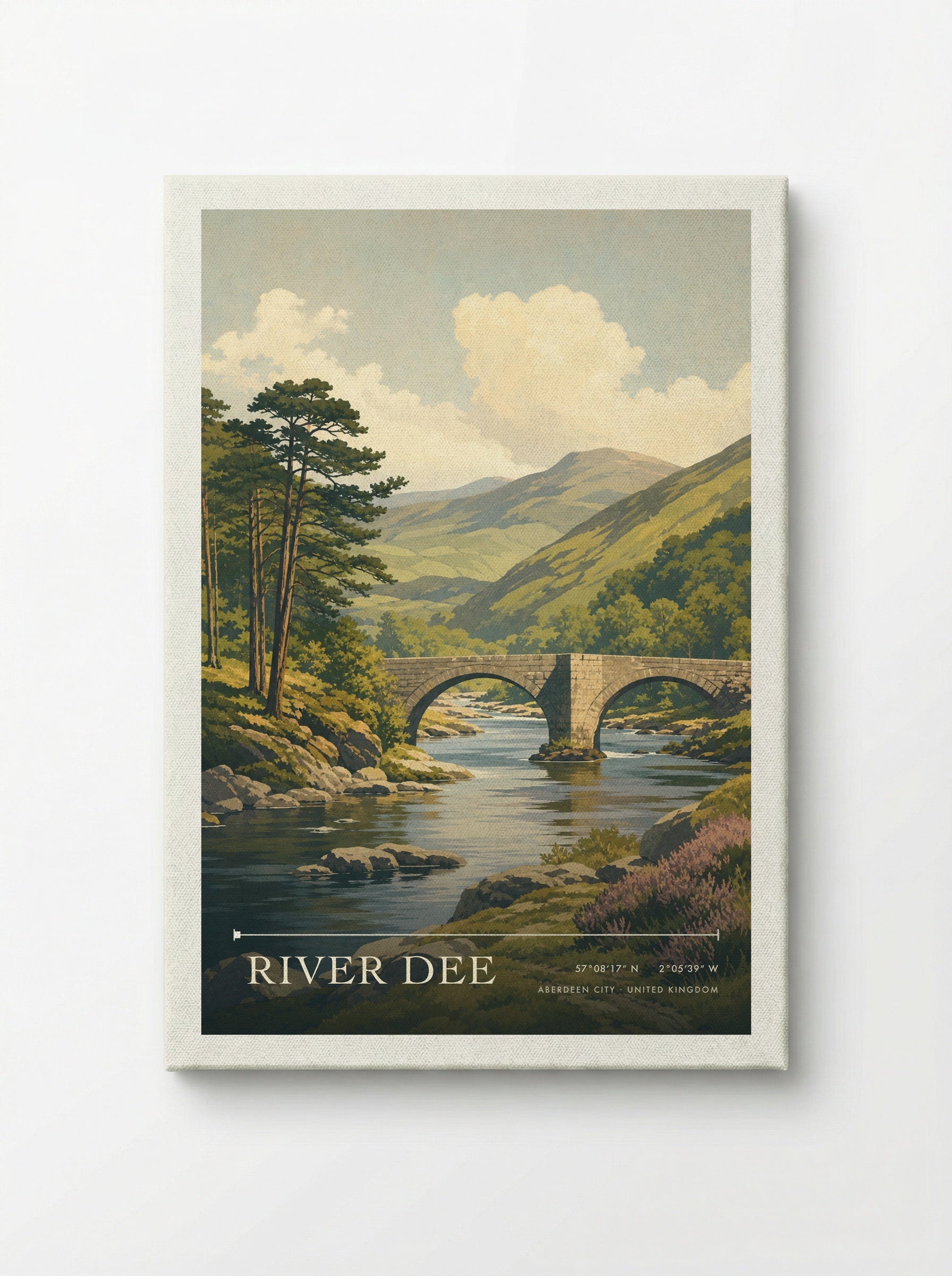 River Dee Aberdeen City United Kingdom Travel Poster - Canvas