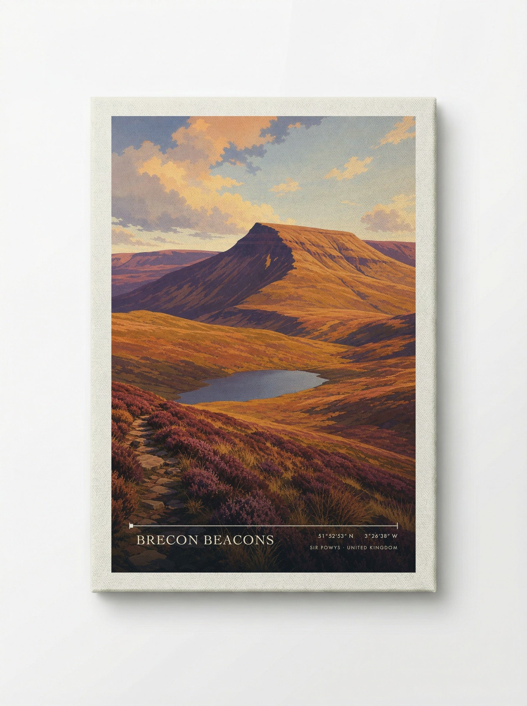 Brecon Beacons Sir Powys United Kingdom Travel Poster - Canvas