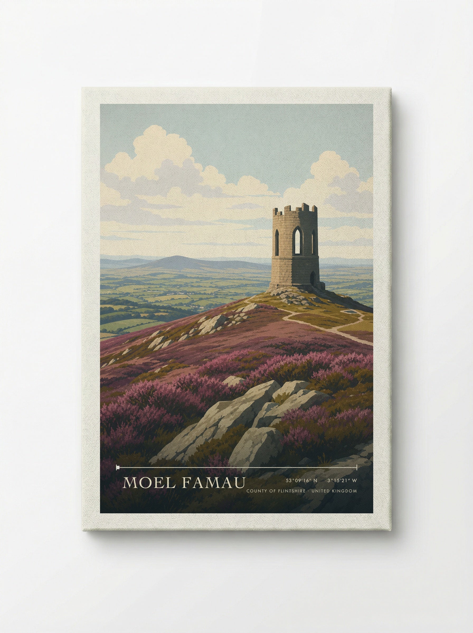 Moel Famau County of Flintshire United Kingdom Travel Poster - Canvas