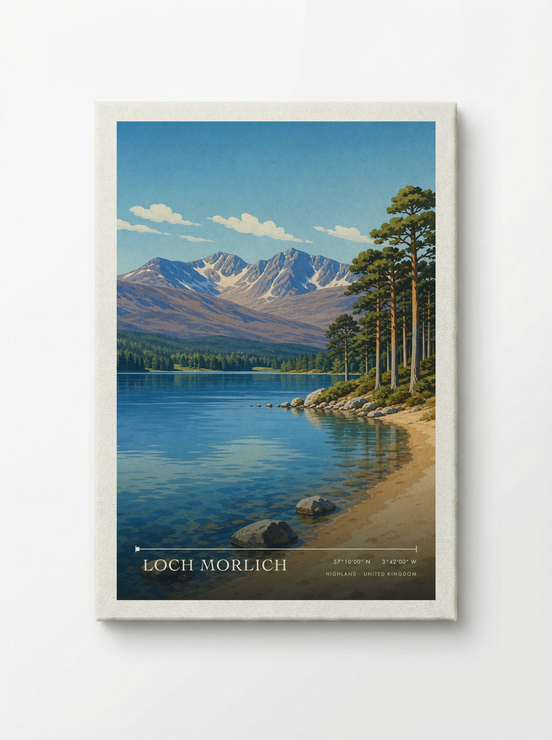Loch Morlich Highland United Kingdom Travel Poster - Canvas