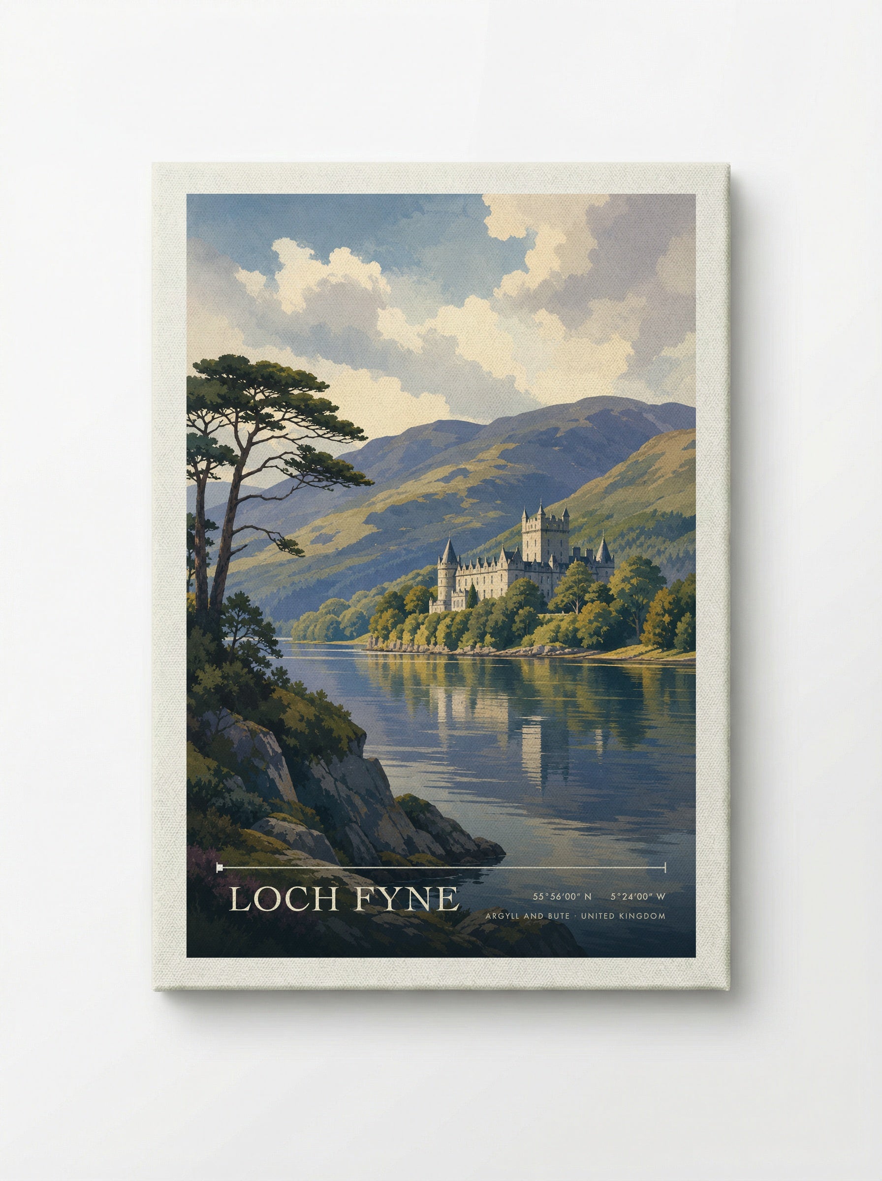 Loch Fyne Argyll and Bute United Kingdom Travel Poster - Canvas