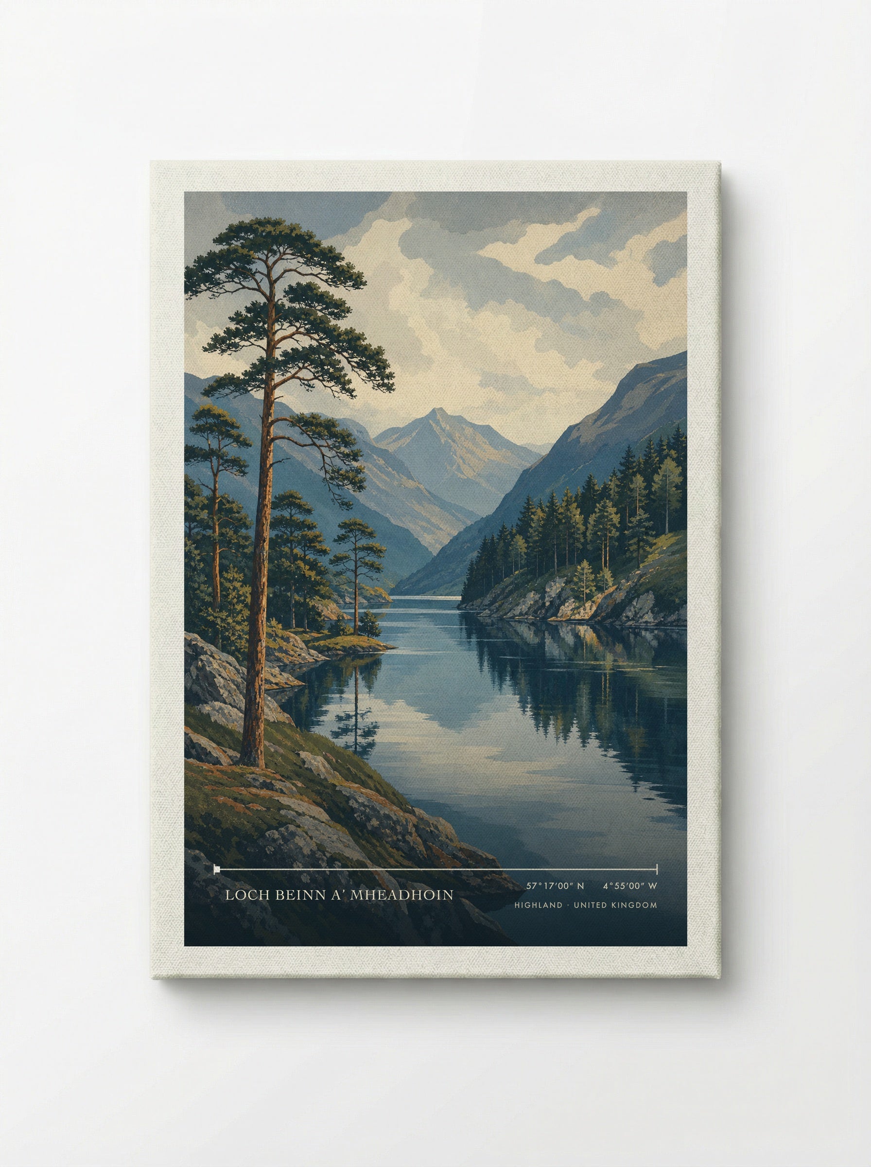 Loch Beinn a’ Mheadhoin Highland United Kingdom Travel Poster - Canvas