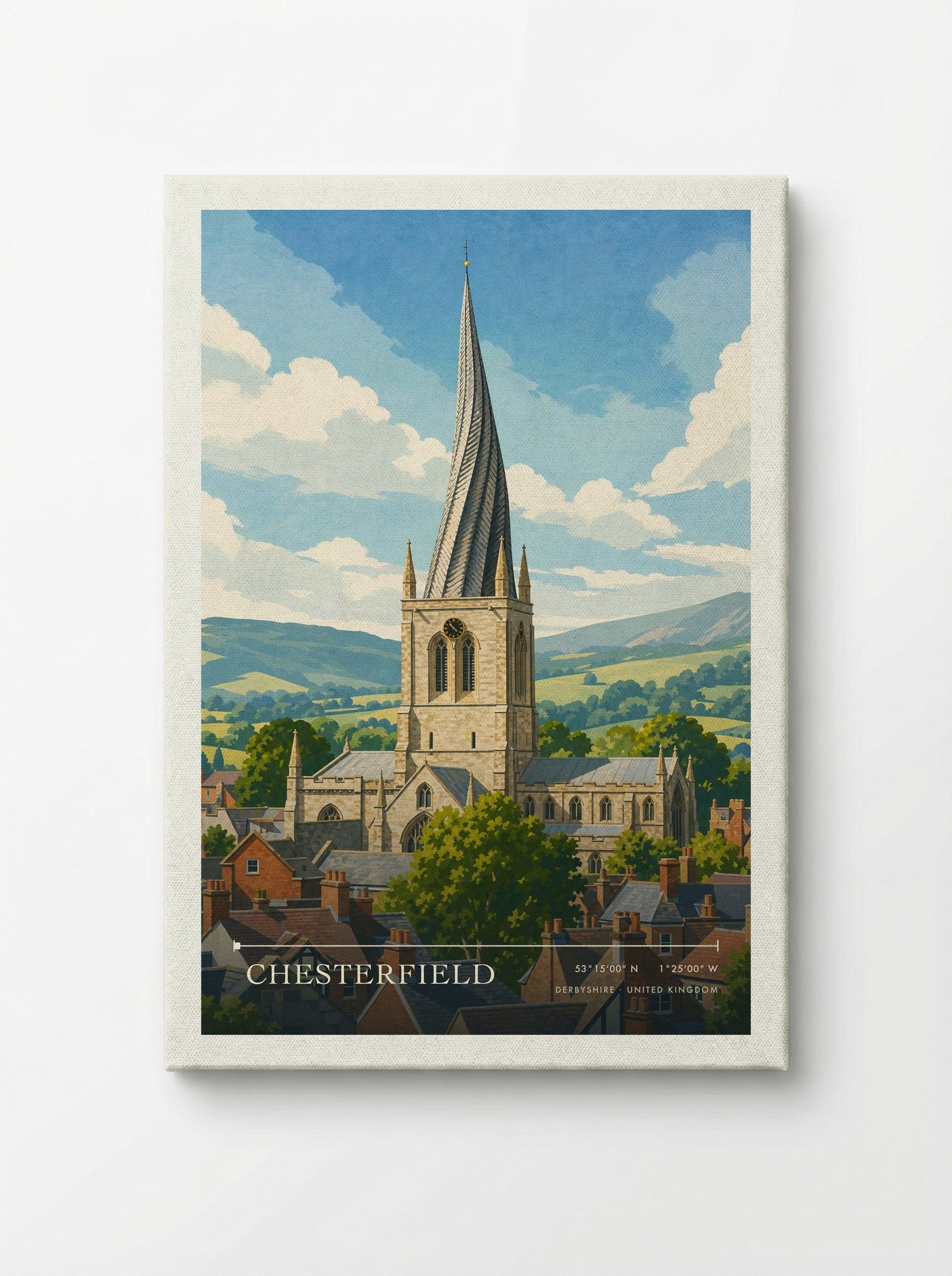 Chesterfield Derbyshire United Kingdom Travel Poster - Canvas