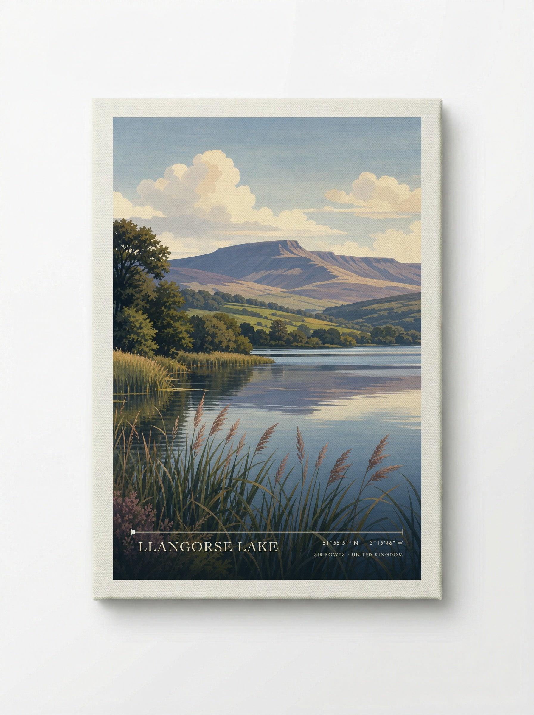 Llangorse Lake Sir Powys United Kingdom Travel Poster - Canvas