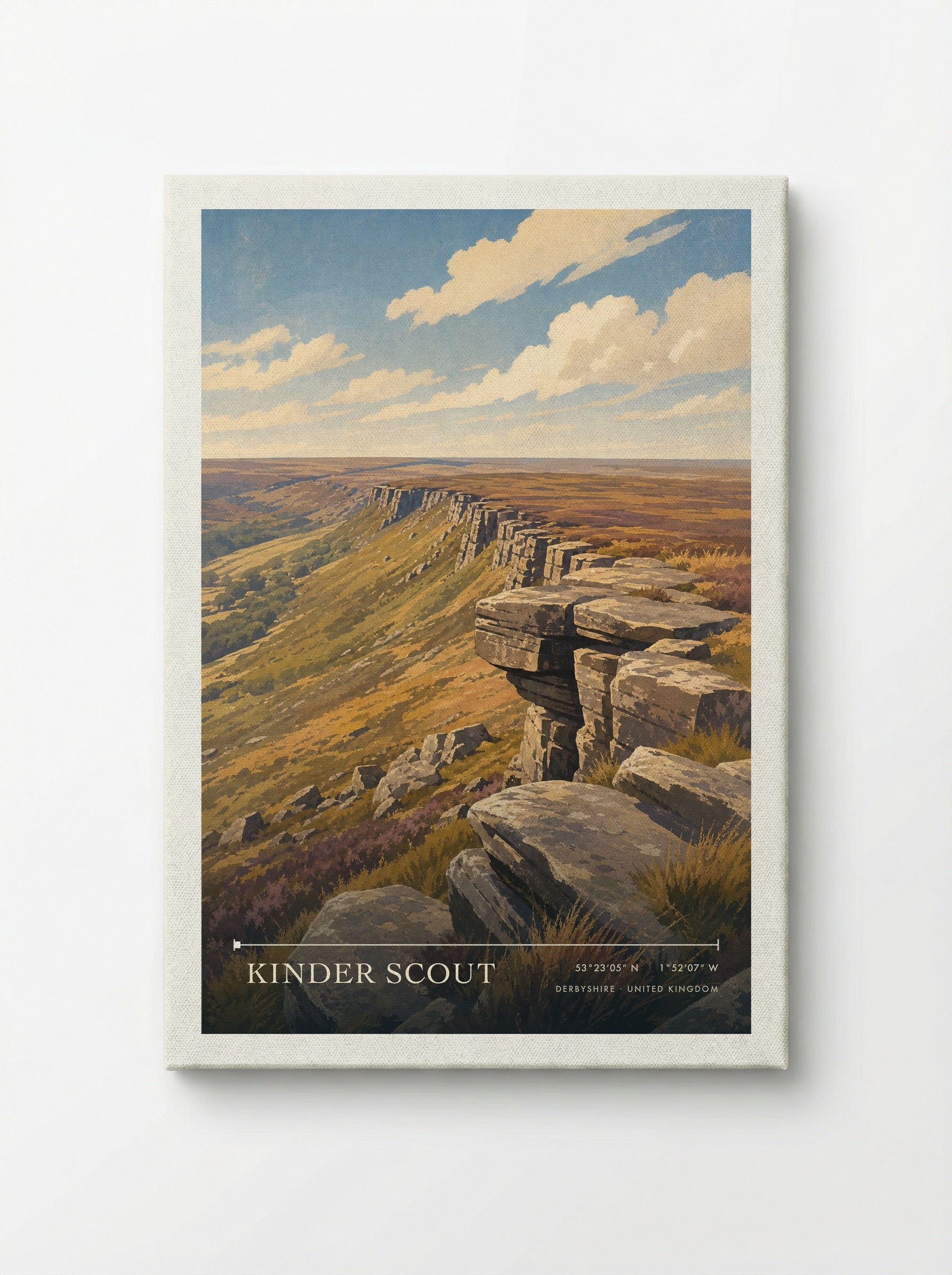 Kinder Scout Derbyshire United Kingdom Travel Poster - Canvas