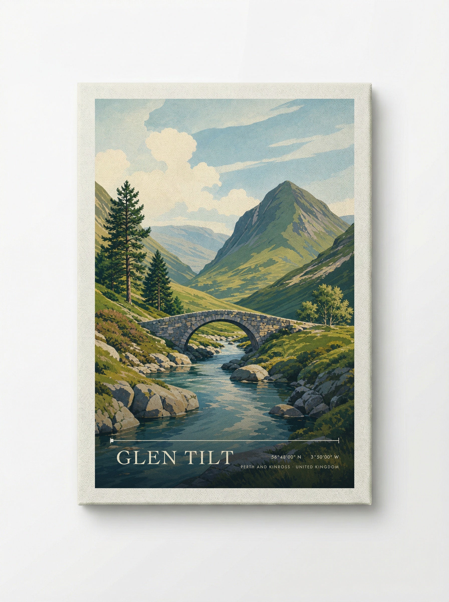 Glen Tilt Perth and Kinross United Kingdom Travel Poster - Canvas