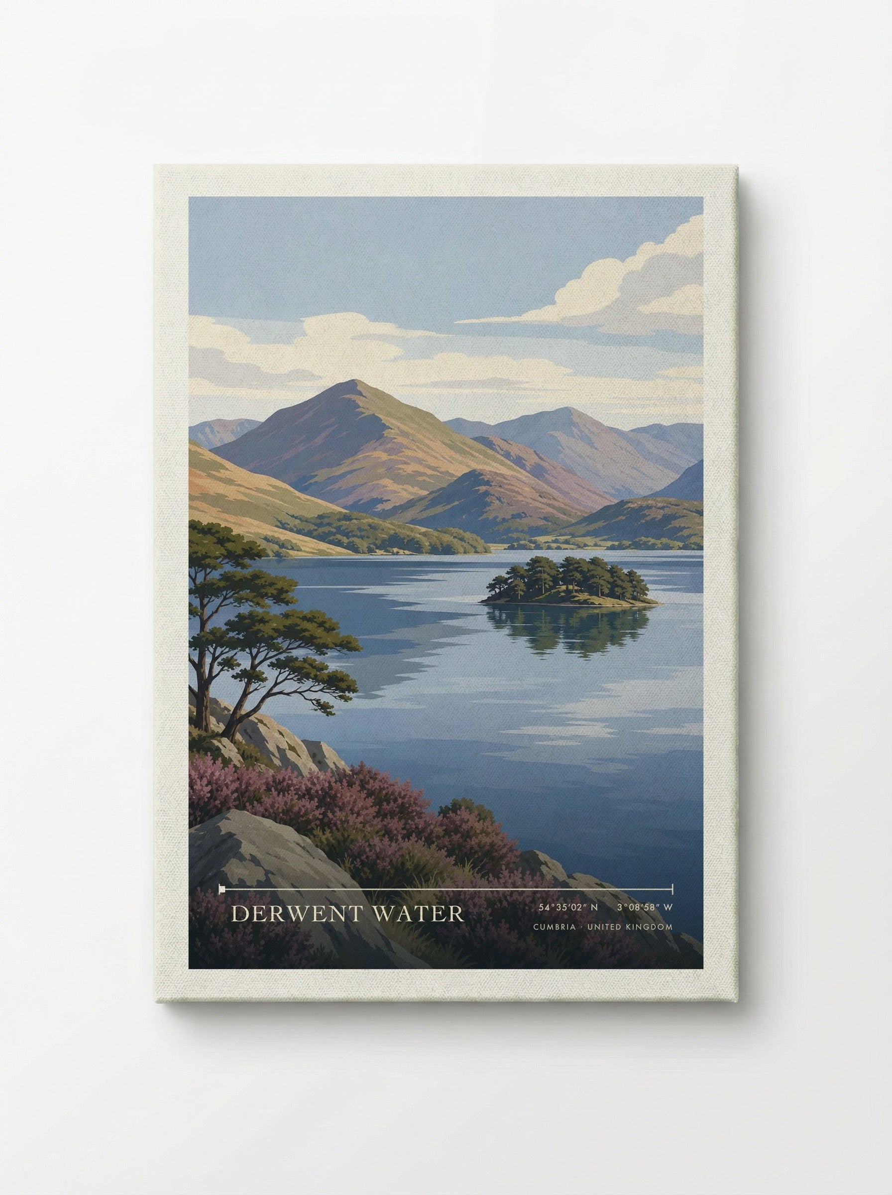 Derwent Water Cumbria United Kingdom Travel Poster - Canvas