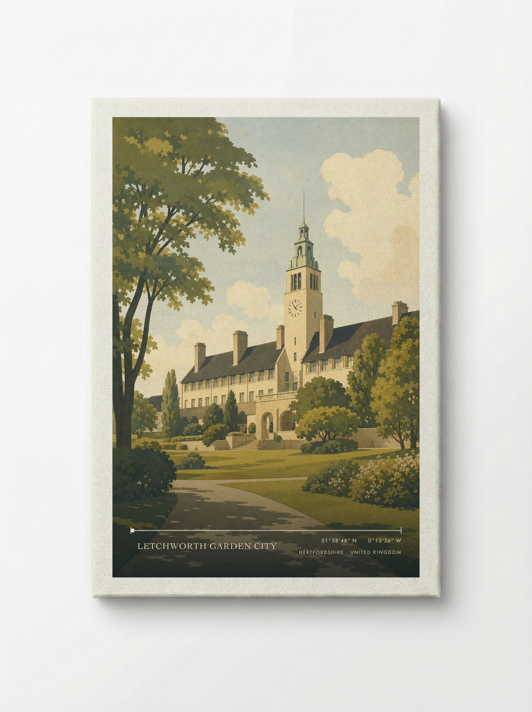 Letchworth Garden City Hertfordshire United Kingdom Travel Poster - Canvas