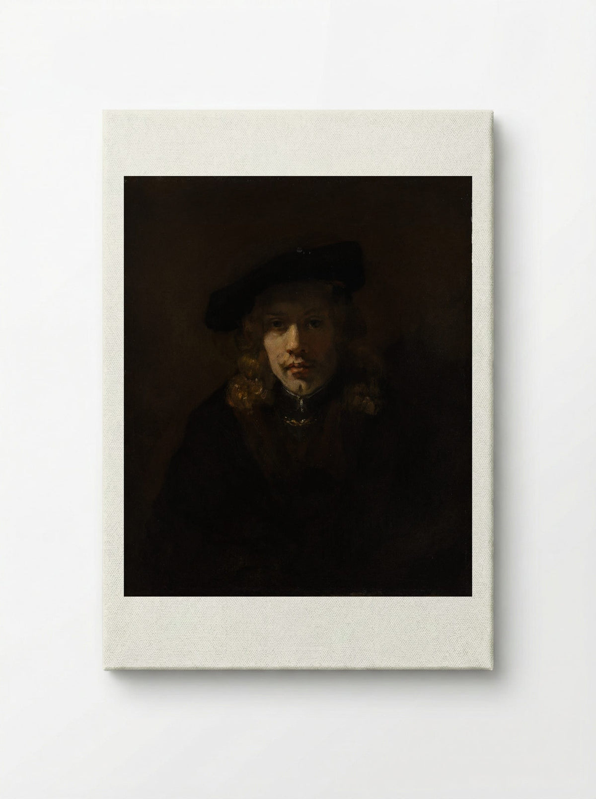 Self-Portrait with Beret and Turned-Up Collar - Rembrandt van Rijn - Canvas