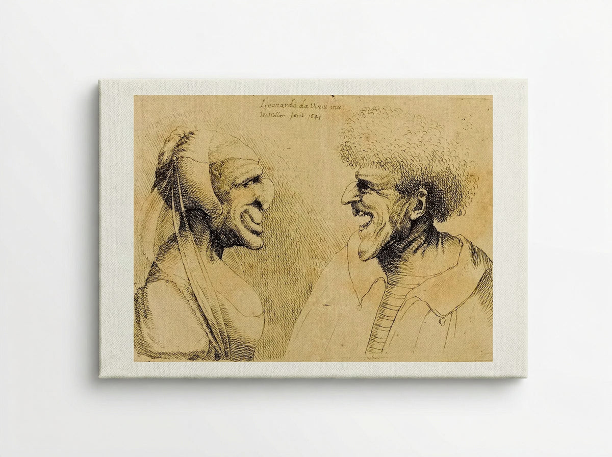 A Deformed Couple Facing Each Other - Wenceslaus Hollar - Canvas