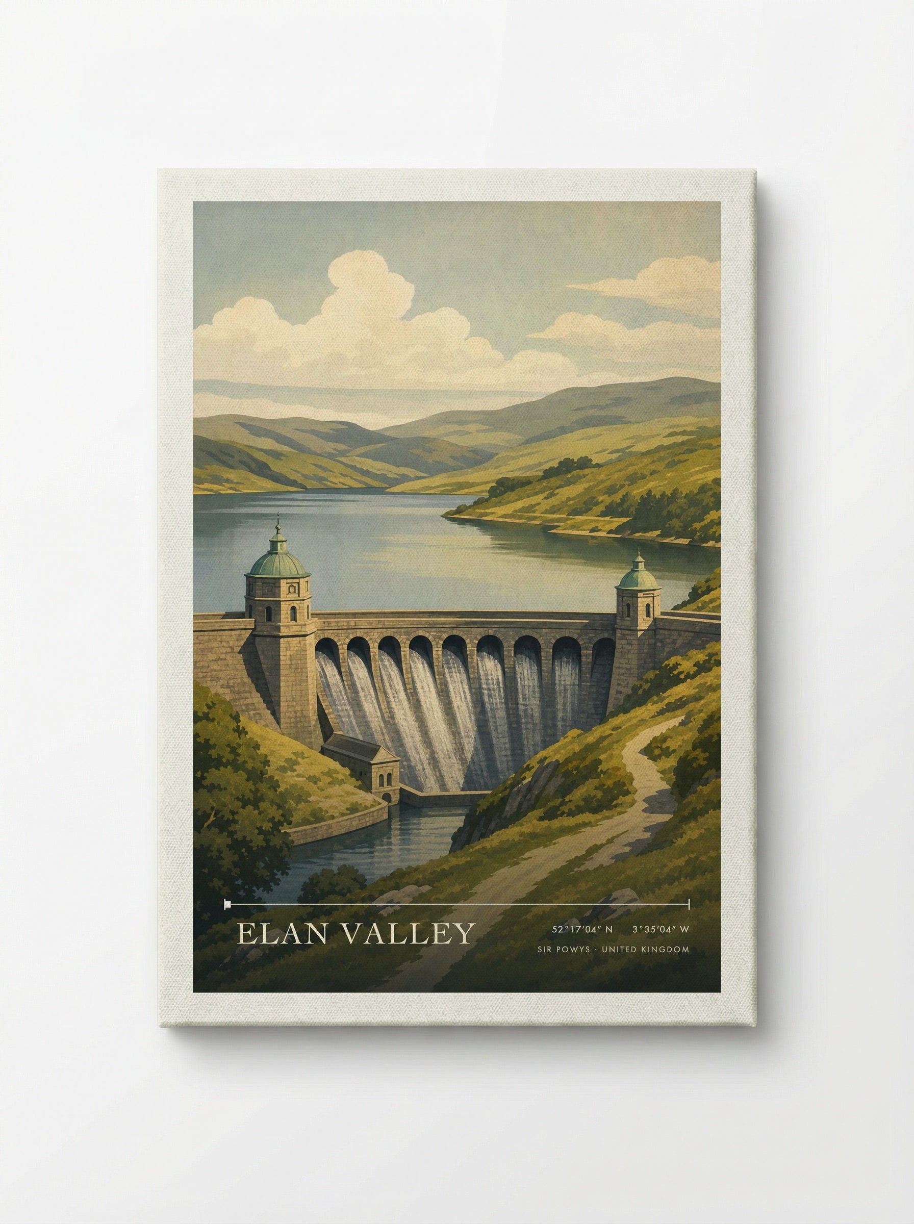 Elan Valley Sir Powys United Kingdom Travel Poster - Canvas