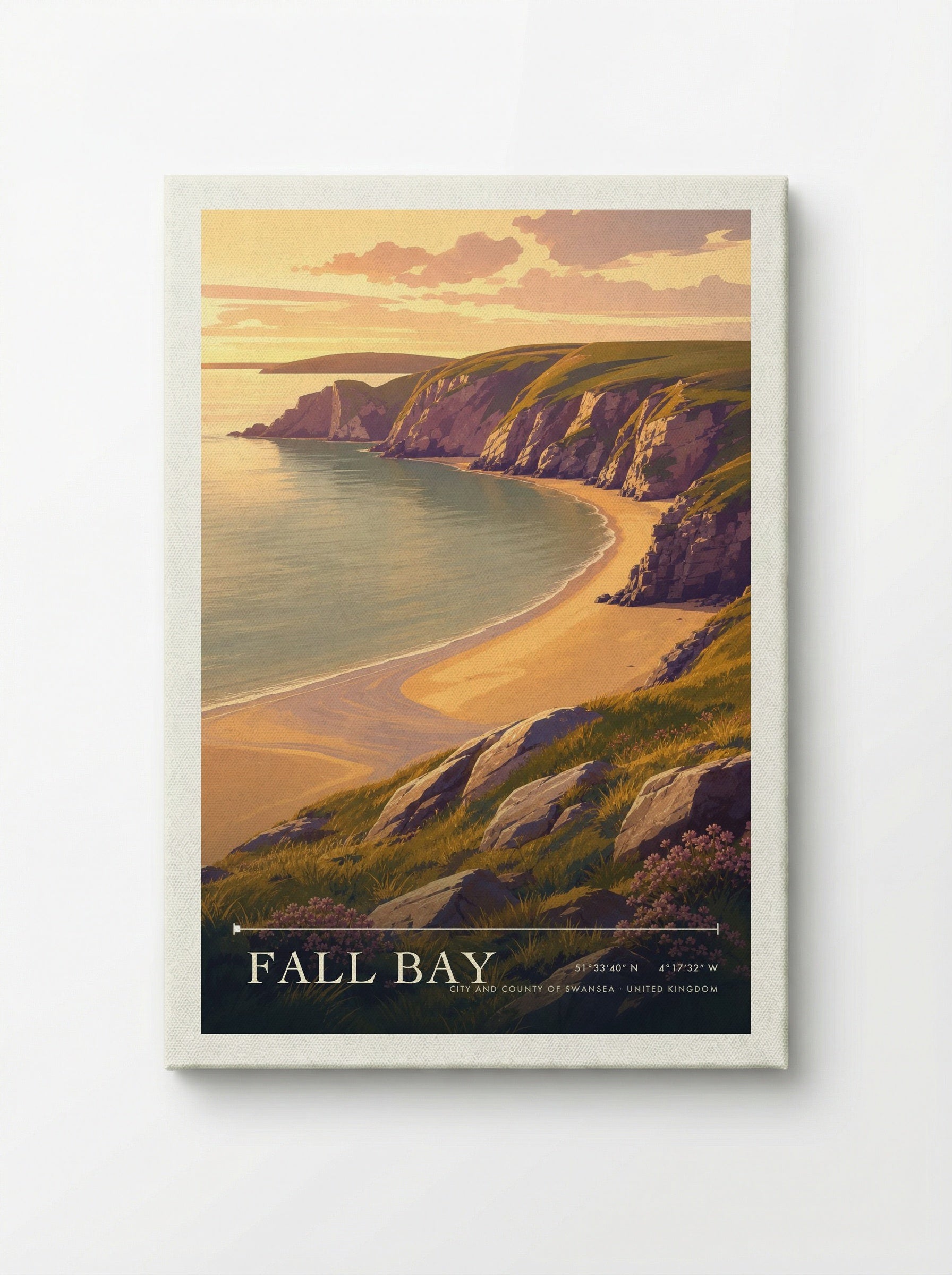 Fall Bay City and County of Swansea United Kingdom Travel Poster - Canvas