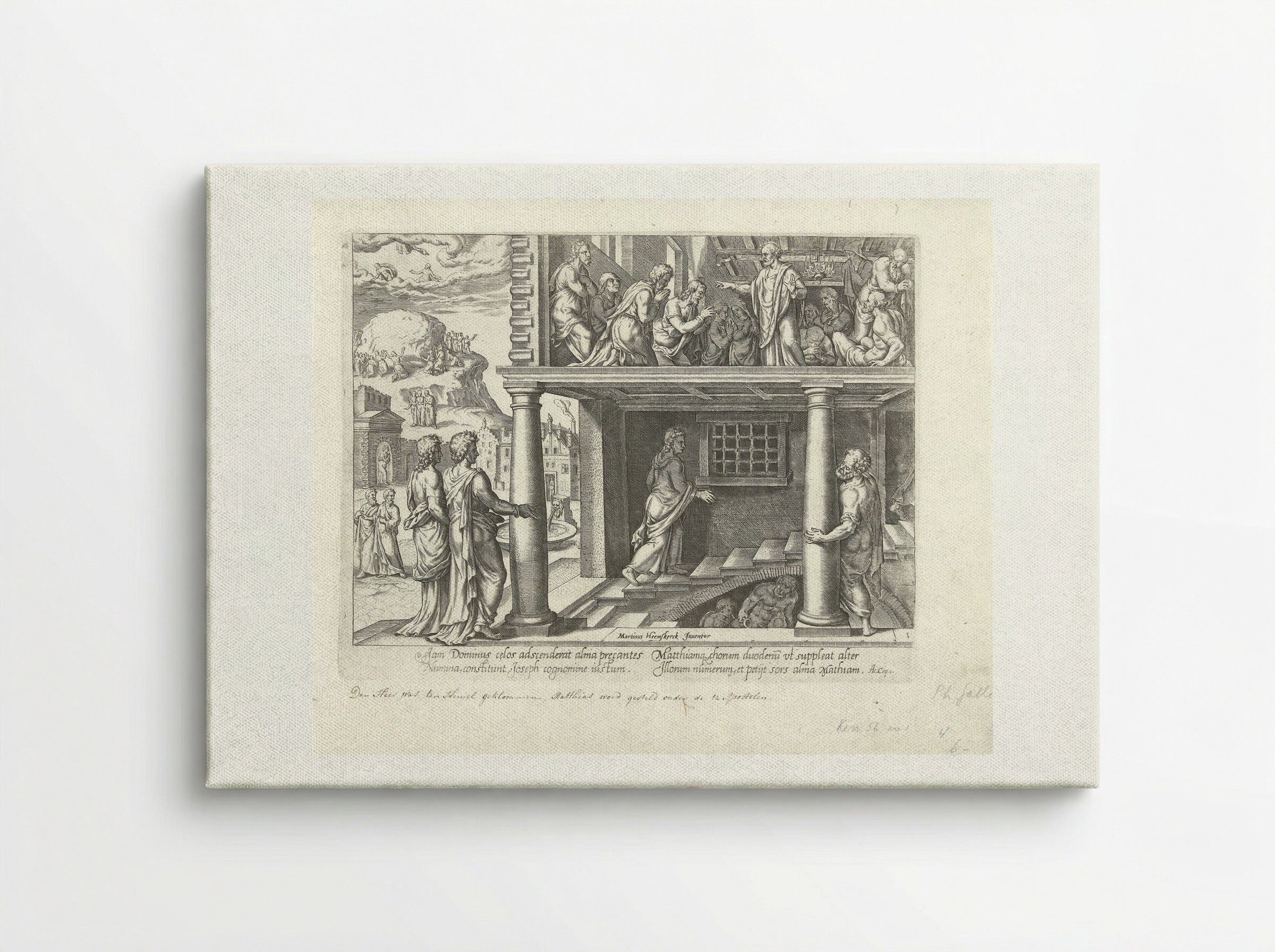 Hemelvaart van Christus en verkiezing van Mattias - Philips Galle - Canvas
