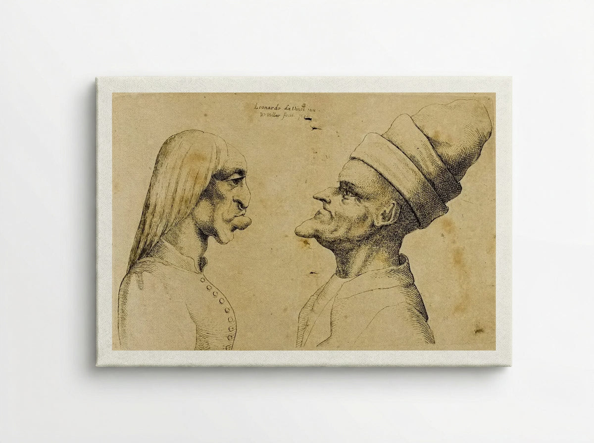 Two Deformed Heads Facing Each Other - Wenceslaus Hollar - Canvas